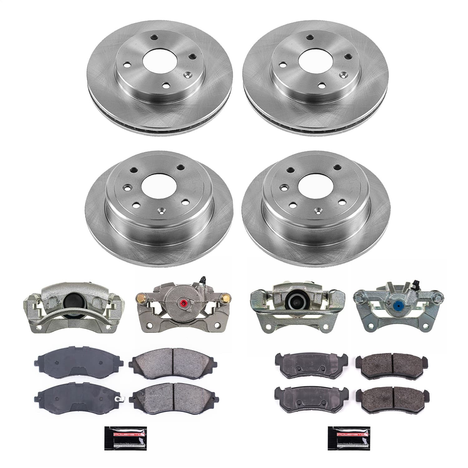 Power Stop - KCOE5895 - Front and Rear - Disc Brake Pad/Caliper and Rotor Kit image 1