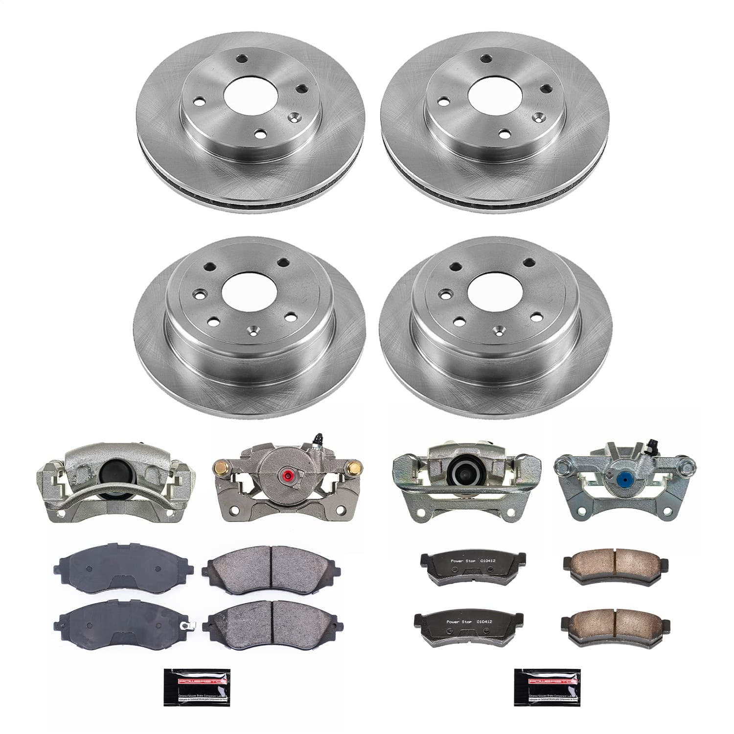 Power Stop - KCOE5896 - Front and Rear - Disc Brake Pad/Caliper and Rotor Kit image 1