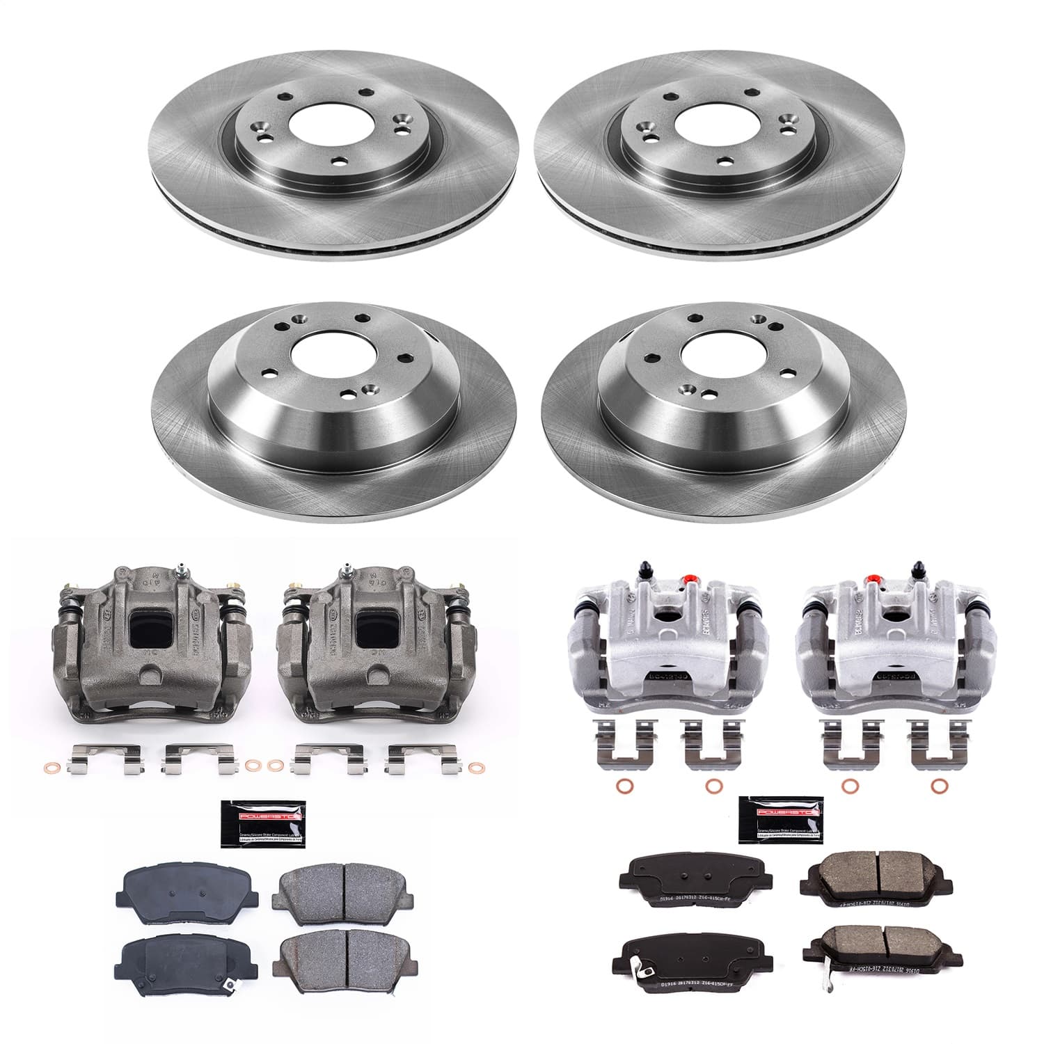 Power Stop - KCOE5927 - Front and Rear - Disc Brake Pad/Caliper and Rotor Kit image 1