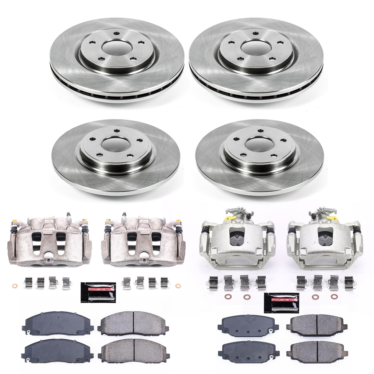 Power Stop - KCOE5960 - Front and Rear - Disc Brake Pad/Caliper and Rotor Kit image 1
