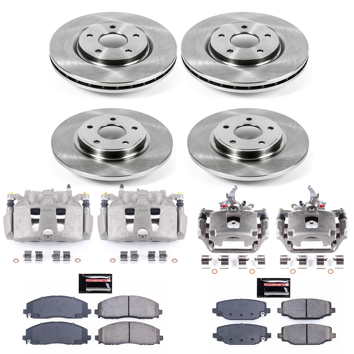 Power Stop - KCOE5960B - Front and Rear - Disc Brake Pad/Caliper and Rotor Kit image 1