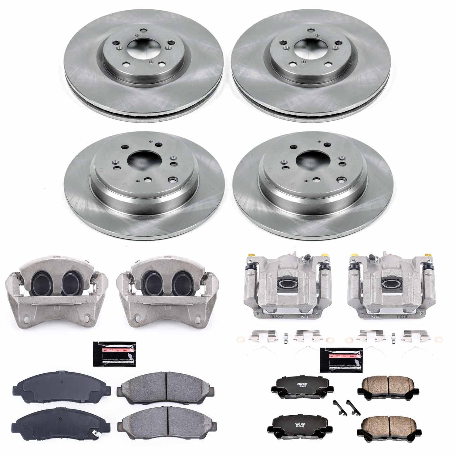 Power Stop - KCOE6084 - Front and Rear - Disc Brake Pad/Caliper and Rotor Kit image 1