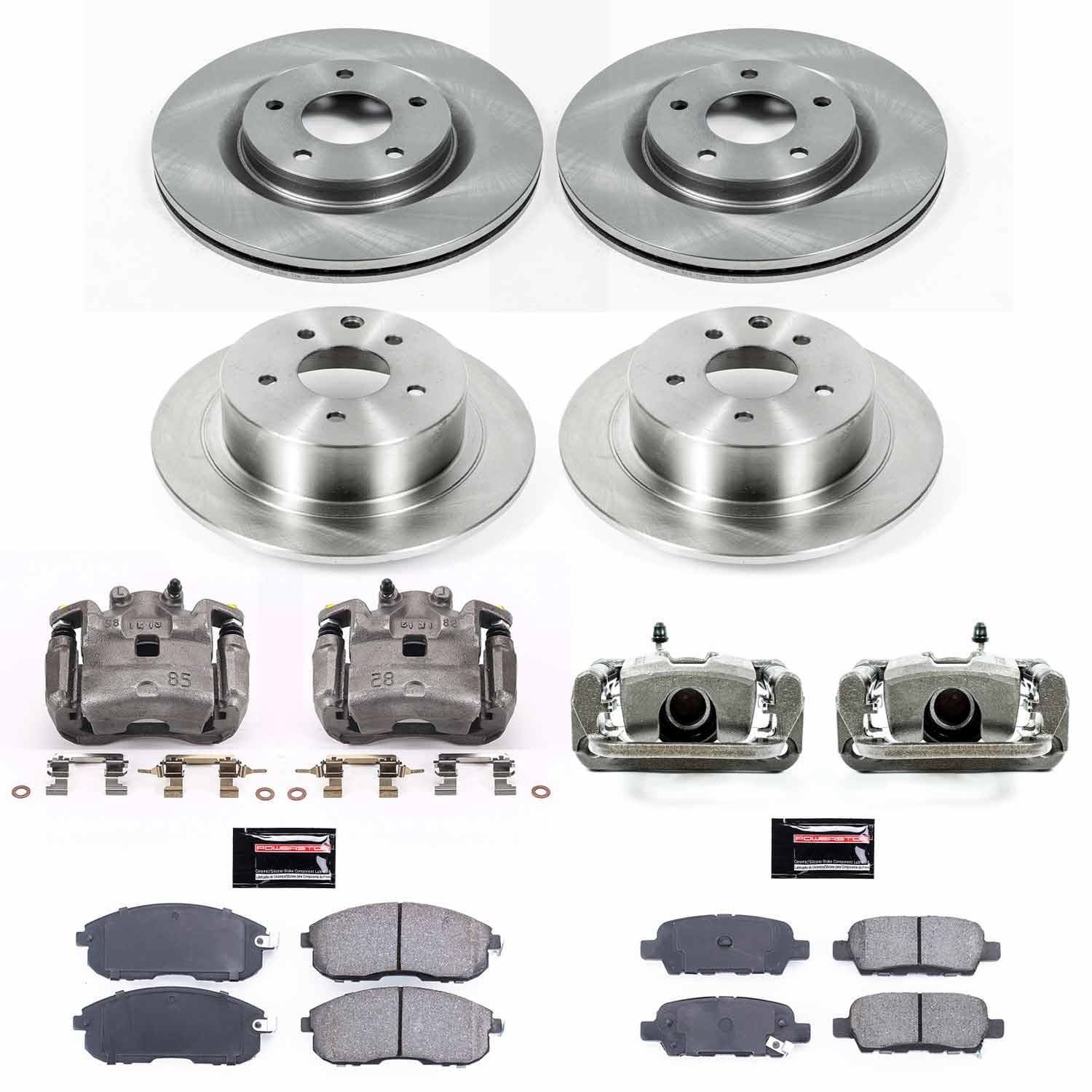 Power Stop - KCOE6095 - Front and Rear - Disc Brake Pad/Caliper and Rotor Kit image 1