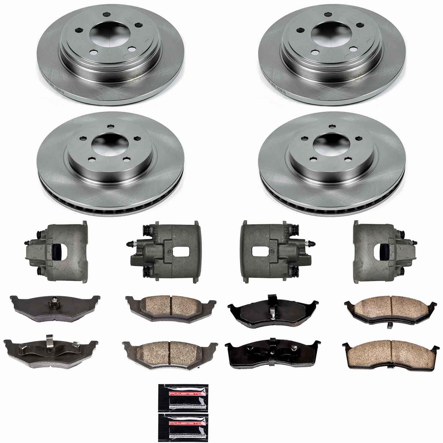 Power Stop - KCOE6177 - Front and Rear - Disc Brake Pad/Caliper and Rotor Kit image 1