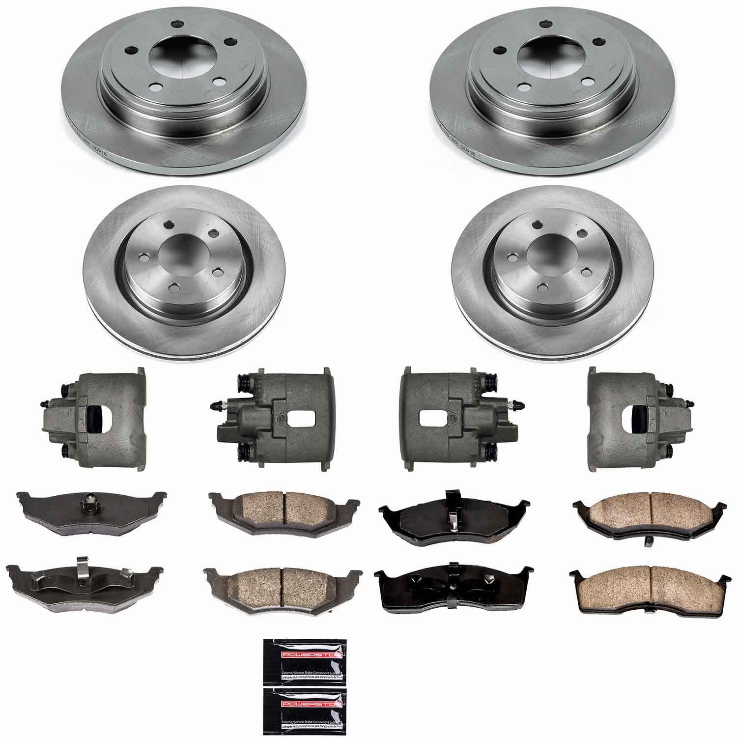 Power Stop - KCOE6178 - Front and Rear - Disc Brake Pad/Caliper and Rotor Kit image 1