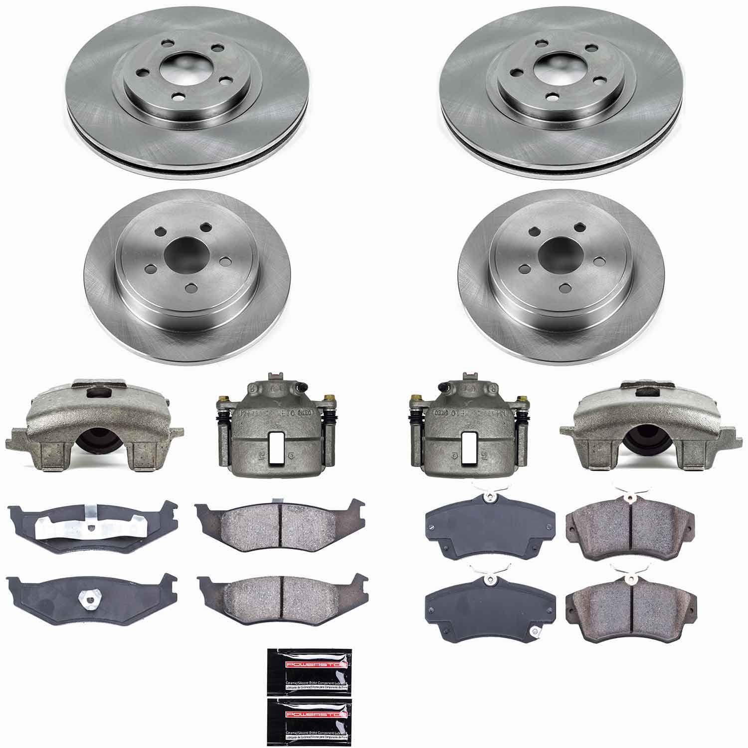Power Stop - KCOE6180 - Front and Rear - Disc Brake Pad/Caliper and Rotor Kit image 1