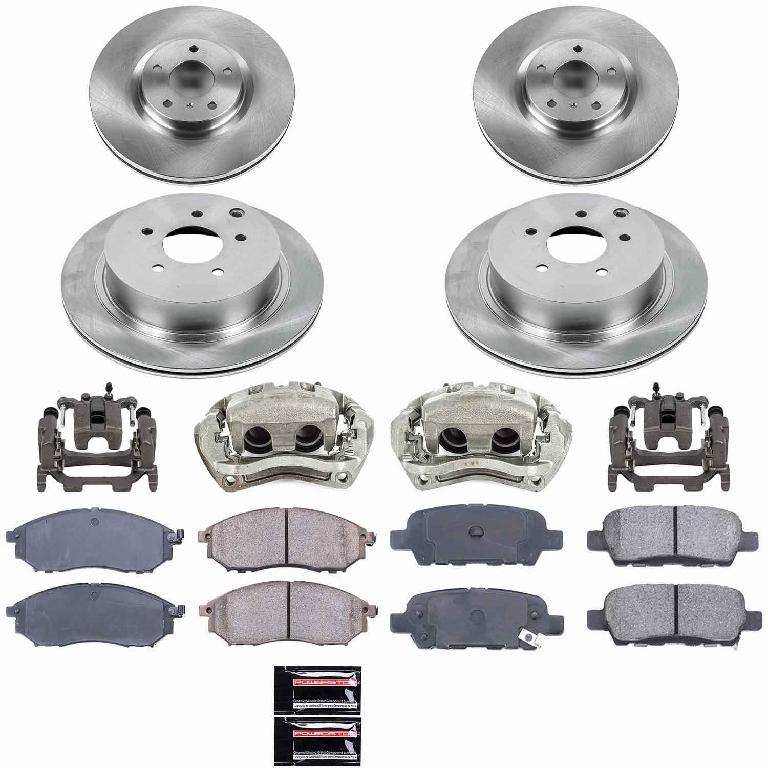 Power Stop - KCOE6237 - Front and Rear - Disc Brake Pad/Caliper and Rotor Kit image 1