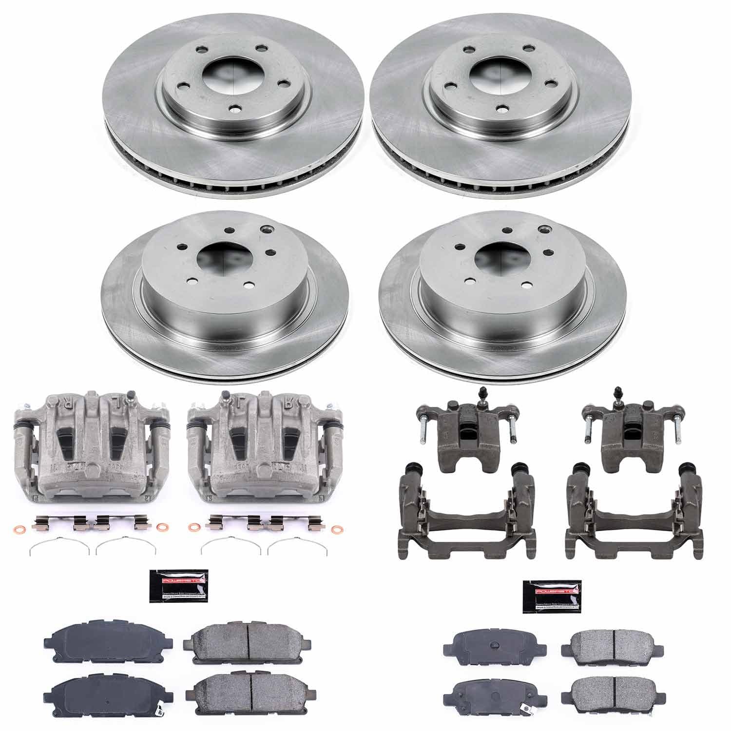 Power Stop - KCOE6361 - Front and Rear - Disc Brake Pad/Caliper and Rotor Kit image 1