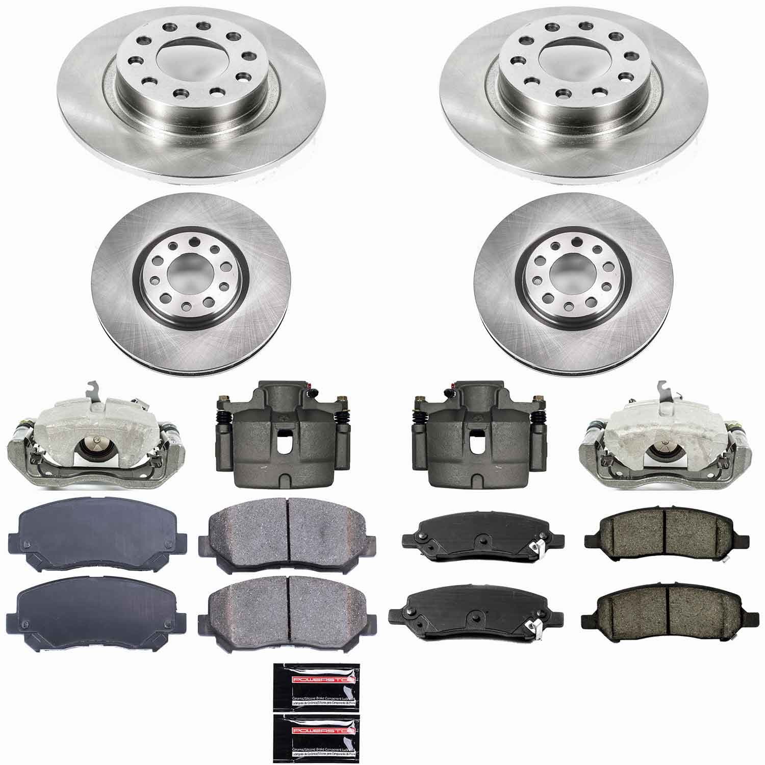 Power Stop - KCOE6373 - Front and Rear - Disc Brake Pad/Caliper and Rotor Kit image 1
