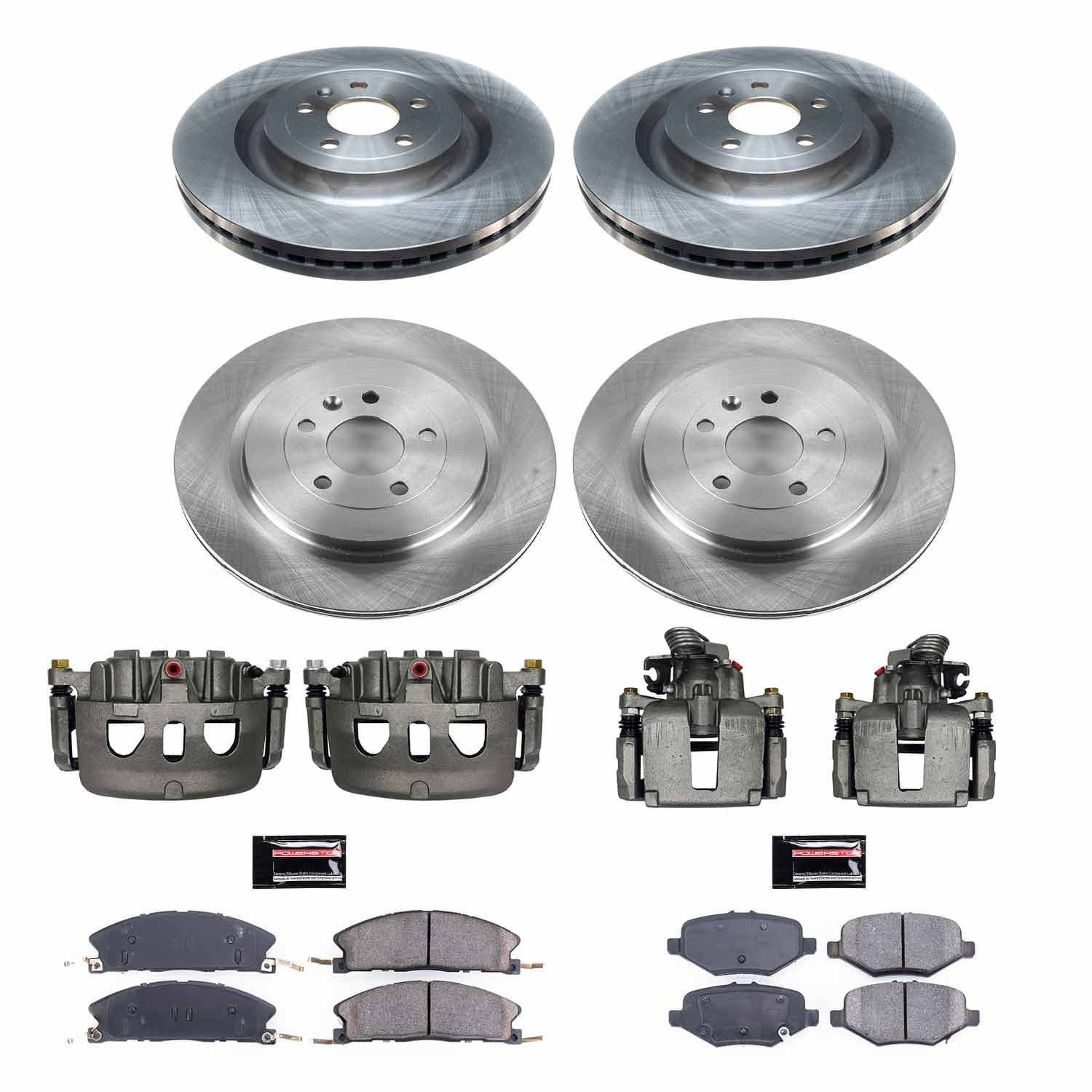 Power Stop - KCOE6375 - Front and Rear - Disc Brake Pad/Caliper and Rotor Kit image 1