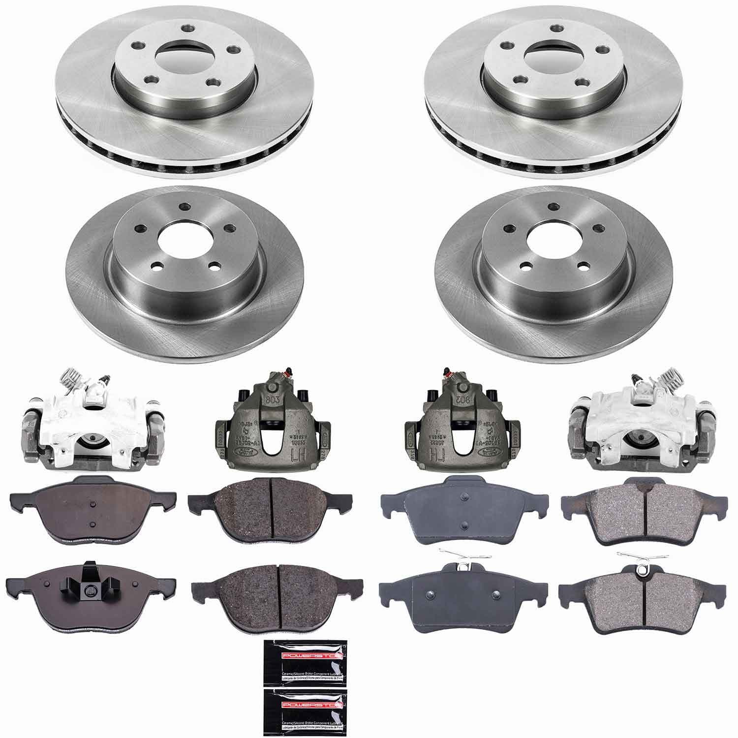 Power Stop - KCOE6397 - Front and Rear - Disc Brake Pad/Caliper and Rotor Kit image 1