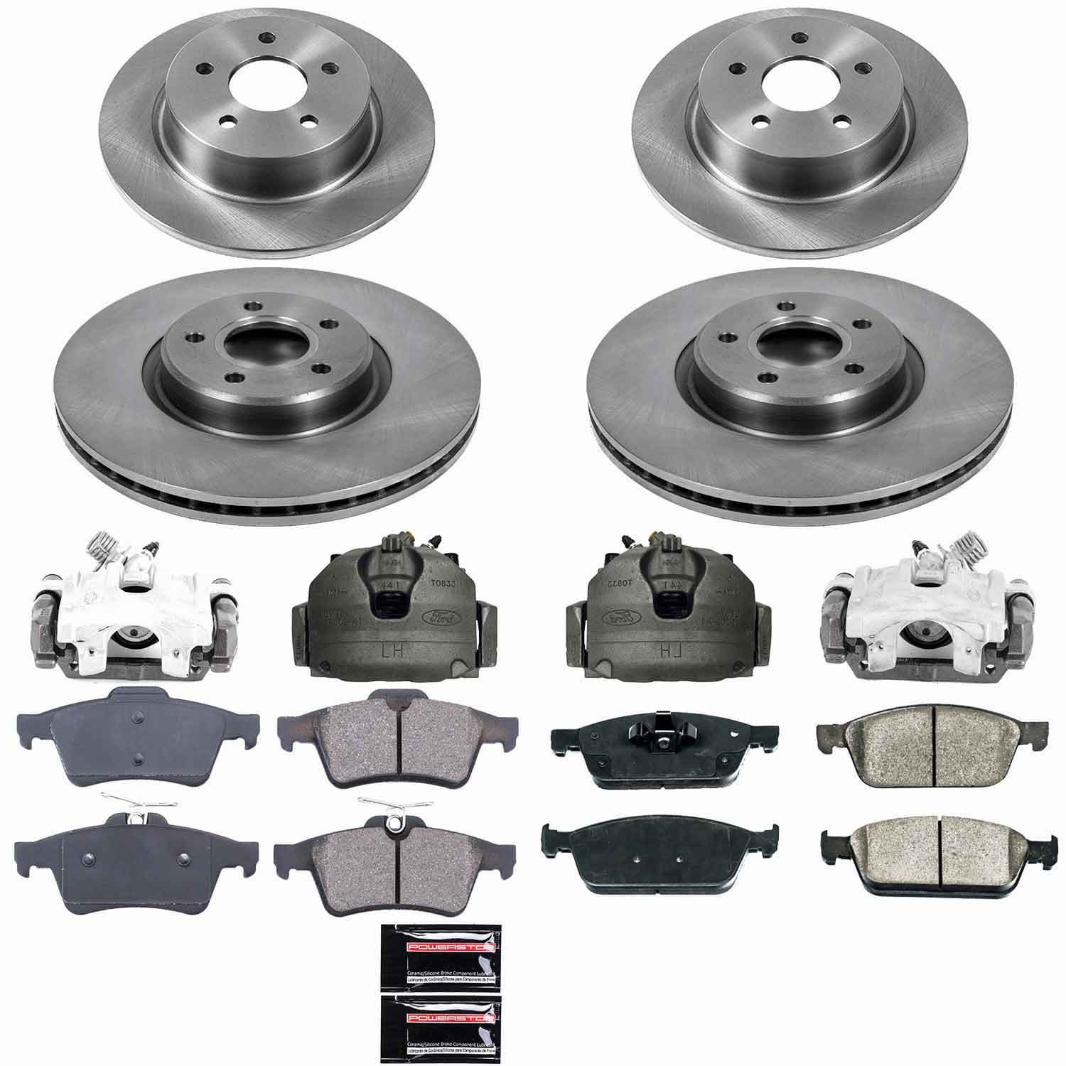 Power Stop - KCOE6478 - Front and Rear - Disc Brake Pad/Caliper and Rotor Kit image 1