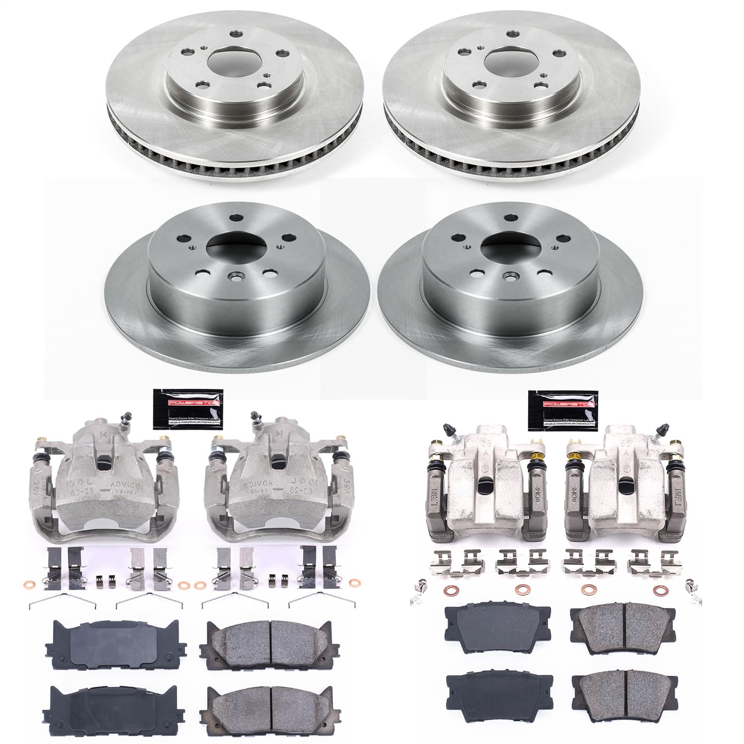 Power Stop - KCOE6480 - Front and Rear - Disc Brake Pad/Caliper and Rotor Kit image 1