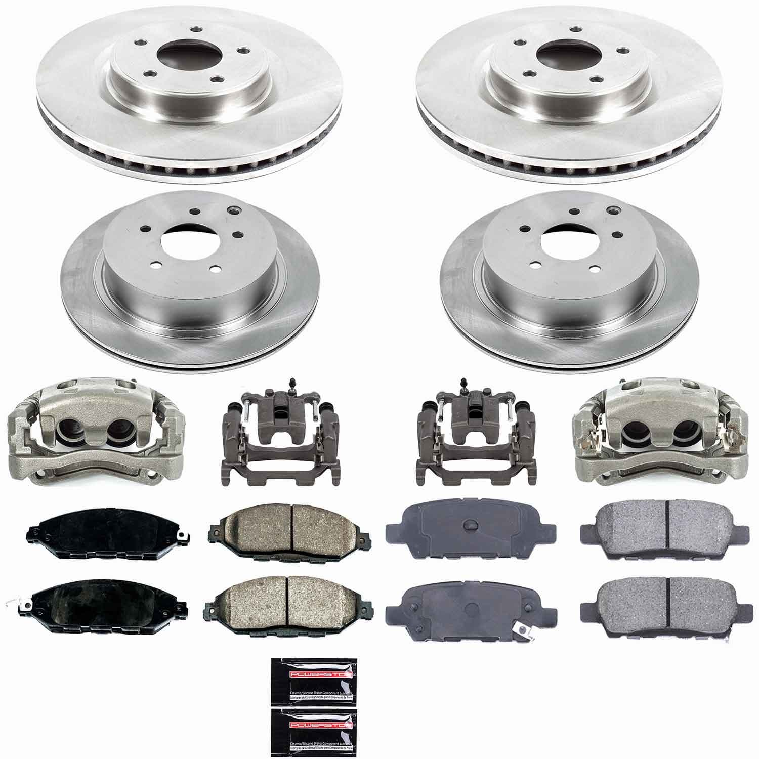Power Stop - KCOE6497 - Front and Rear - Disc Brake Pad/Caliper and Rotor Kit image 1