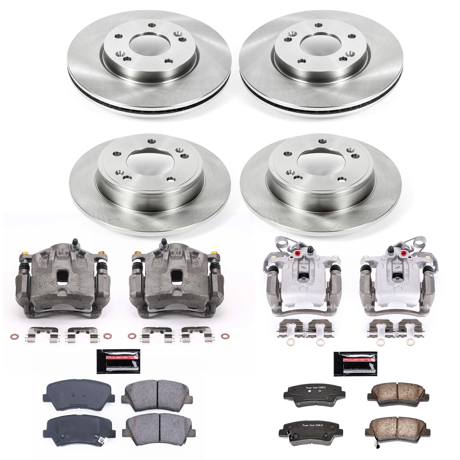 Power Stop - KCOE6504 - Front and Rear - Disc Brake Pad/Caliper and Rotor Kit image 1
