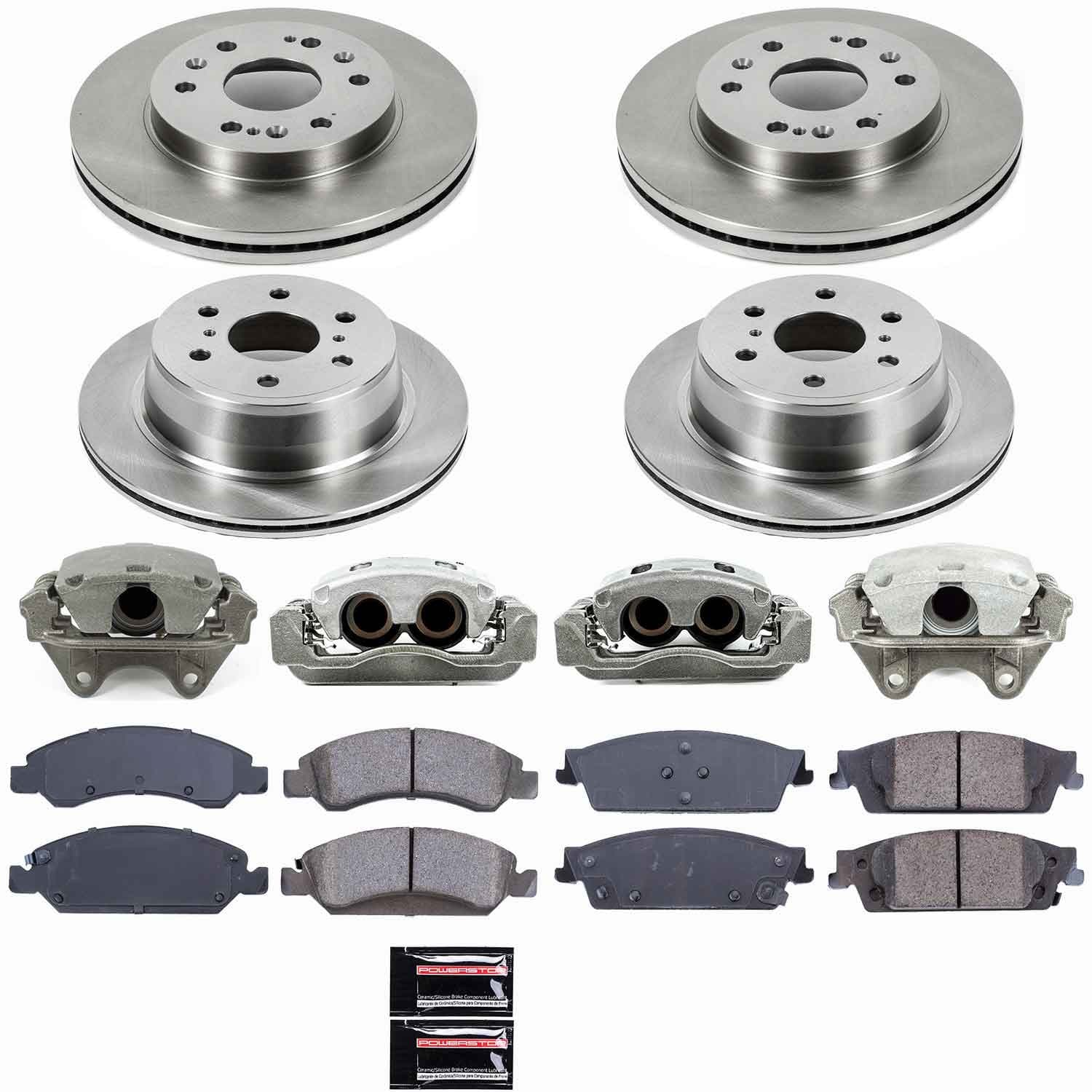 Power Stop - KCOE6560 - Front and Rear - Disc Brake Pad/Caliper and Rotor Kit image 1