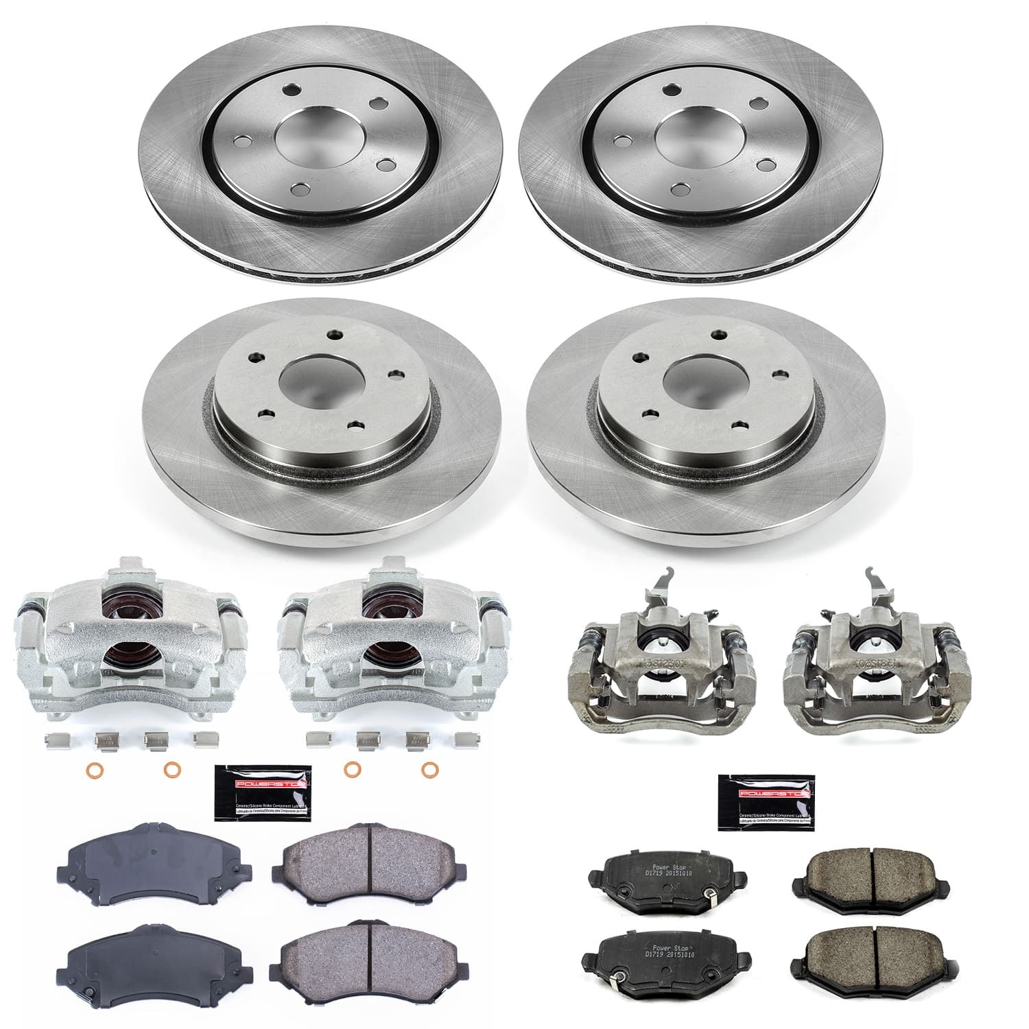 Power Stop - KCOE6563A - Front and Rear - Disc Brake Pad/Caliper and Rotor Kit image 1