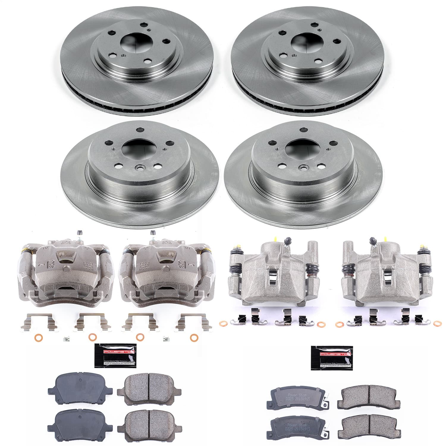 Power Stop - KCOE6782 - Front and Rear - Disc Brake Pad/Caliper and Rotor Kit image 1