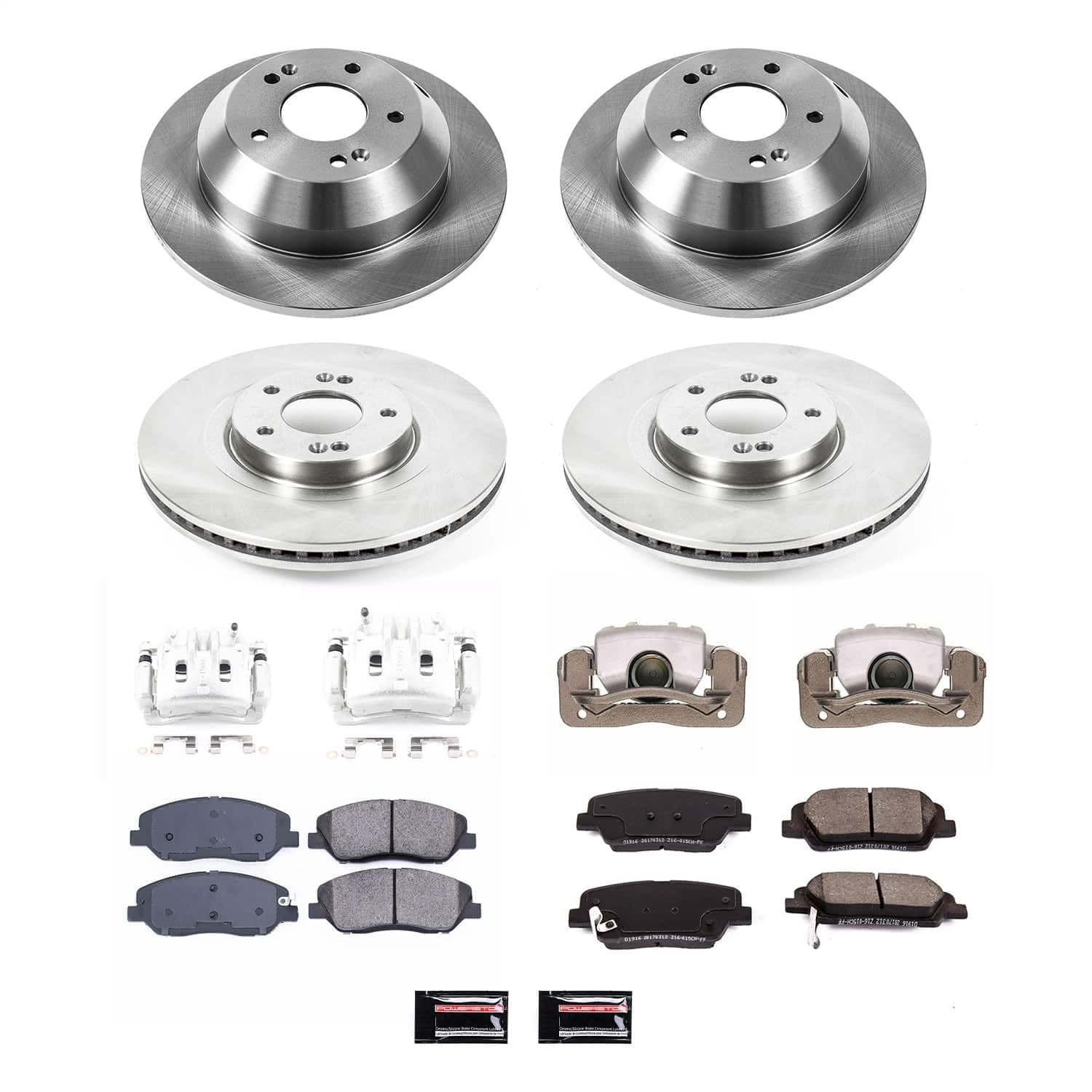 Power Stop - KCOE6950 - Front and Rear - Disc Brake Pad/Caliper and Rotor Kit image 1