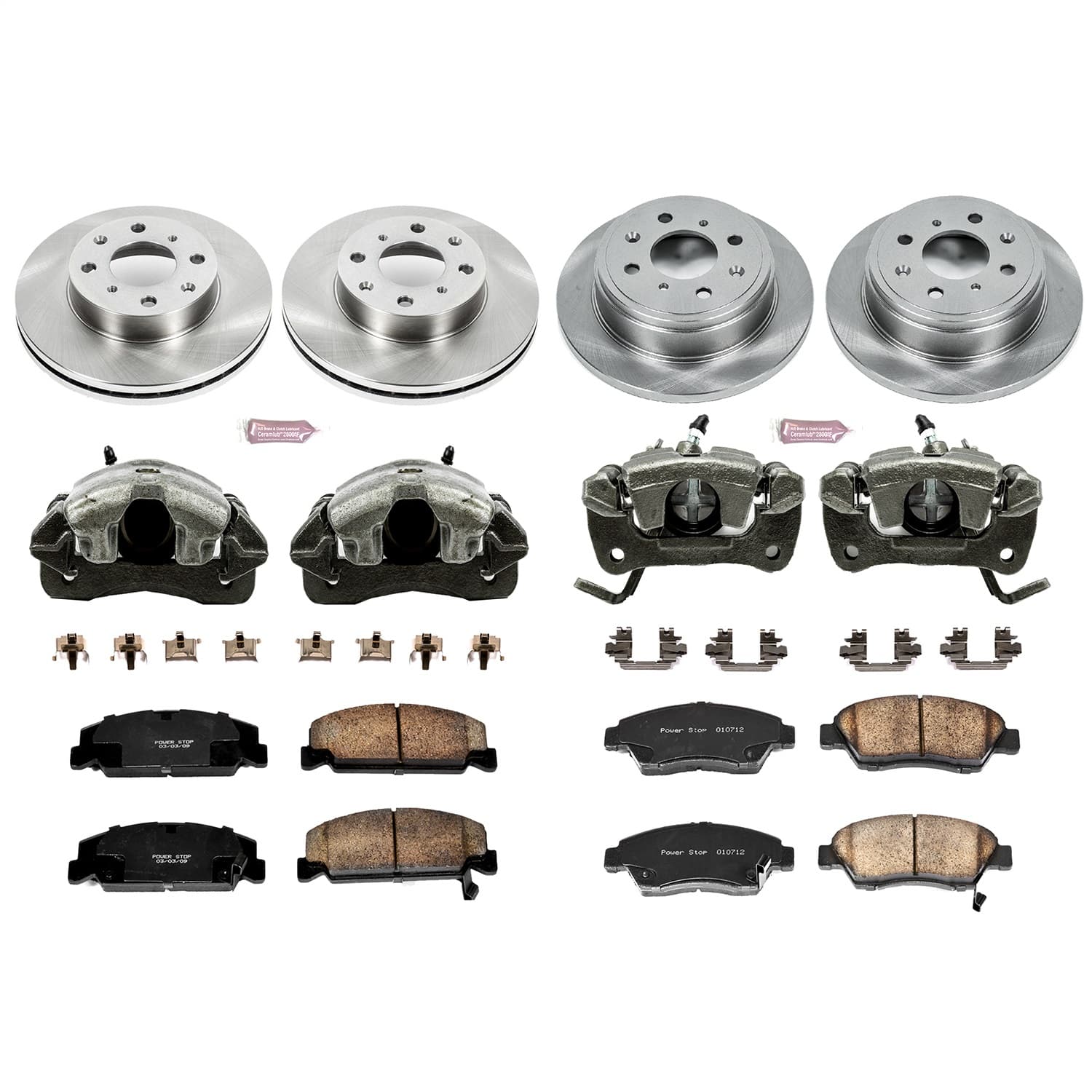Power Stop - KCOE700 - Front and Rear - Disc Brake Pad/Caliper and Rotor Kit image 1