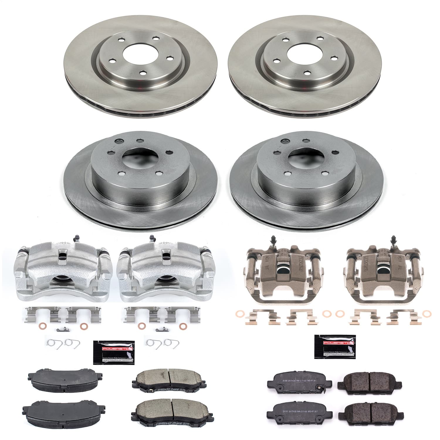 Power Stop - KCOE7035A - Front and Rear - Disc Brake Pad/Caliper and Rotor Kit image 1
