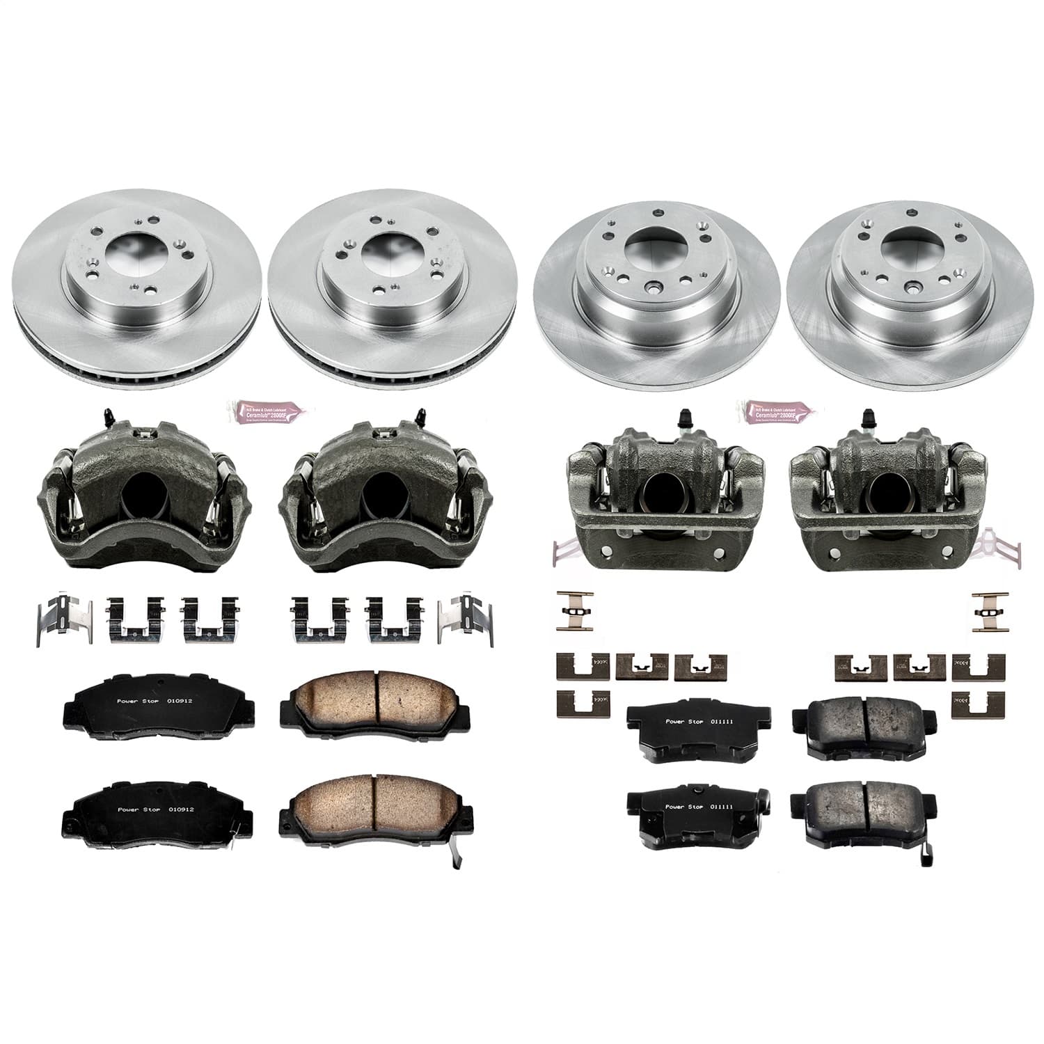 Power Stop - KCOE705 - Front and Rear - Disc Brake Pad/Caliper and Rotor Kit image 1