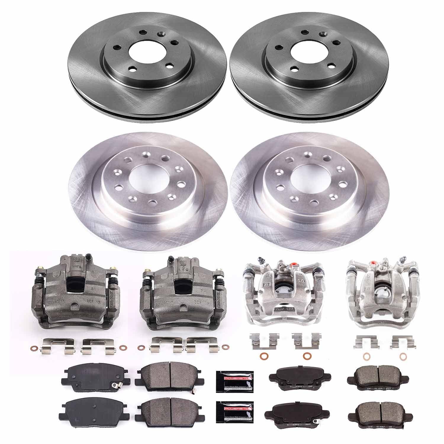 Power Stop - KCOE7564 - Front and Rear - Disc Brake Pad/Caliper and Rotor Kit image 1