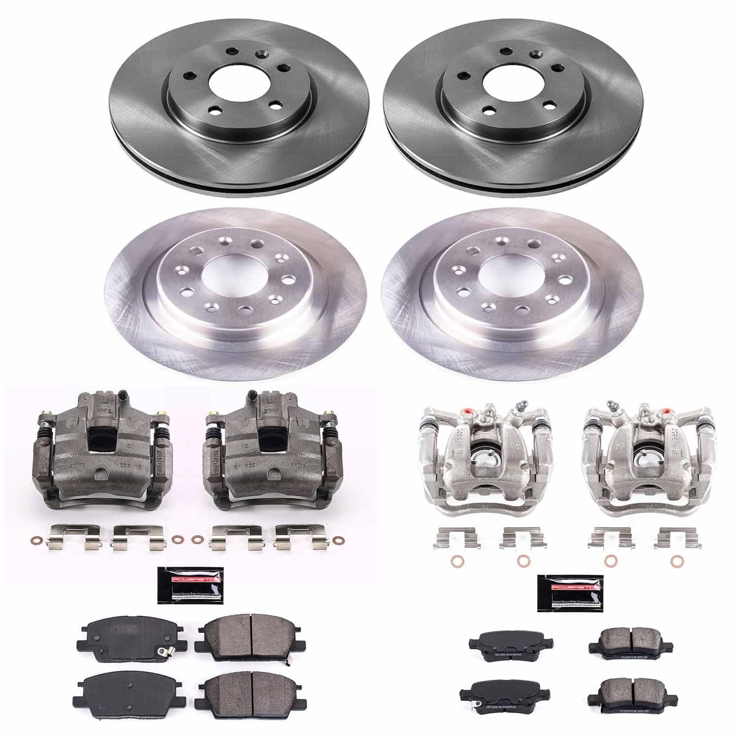 Power Stop - KCOE7566 - Front and Rear - Disc Brake Pad/Caliper and Rotor Kit image 1
