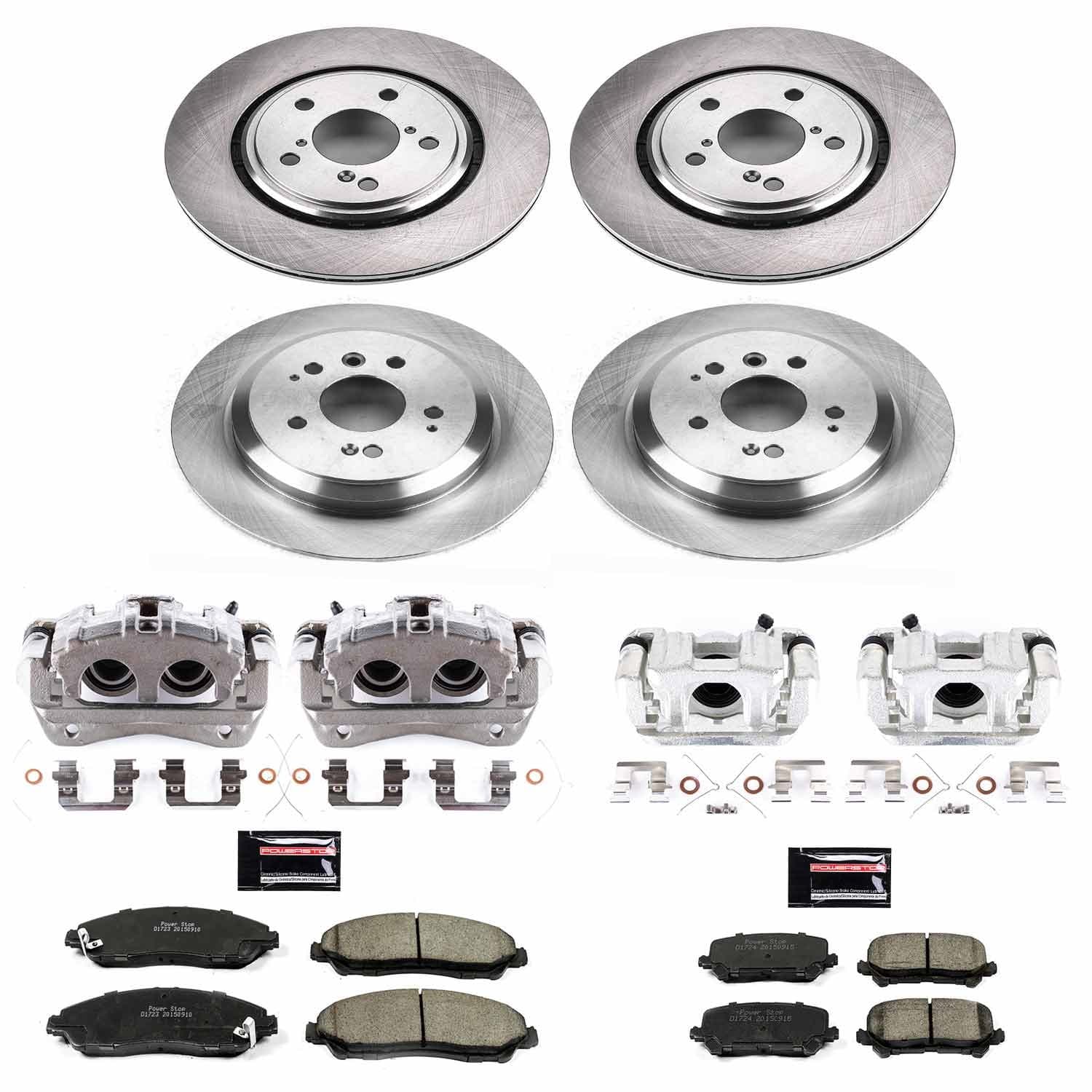 Power Stop - KCOE7576 - Front and Rear - Disc Brake Pad/Caliper and Rotor Kit image 1
