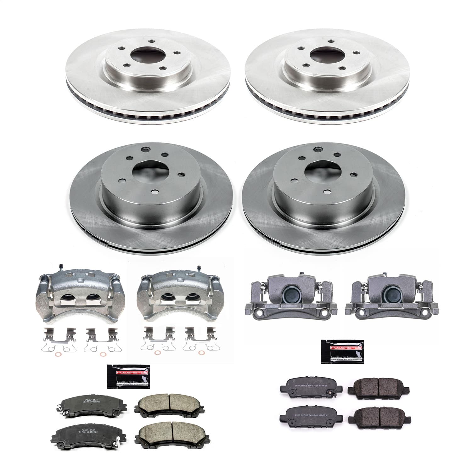 Power Stop - KCOE7584 - Front and Rear - Disc Brake Pad/Caliper and Rotor Kit image 1