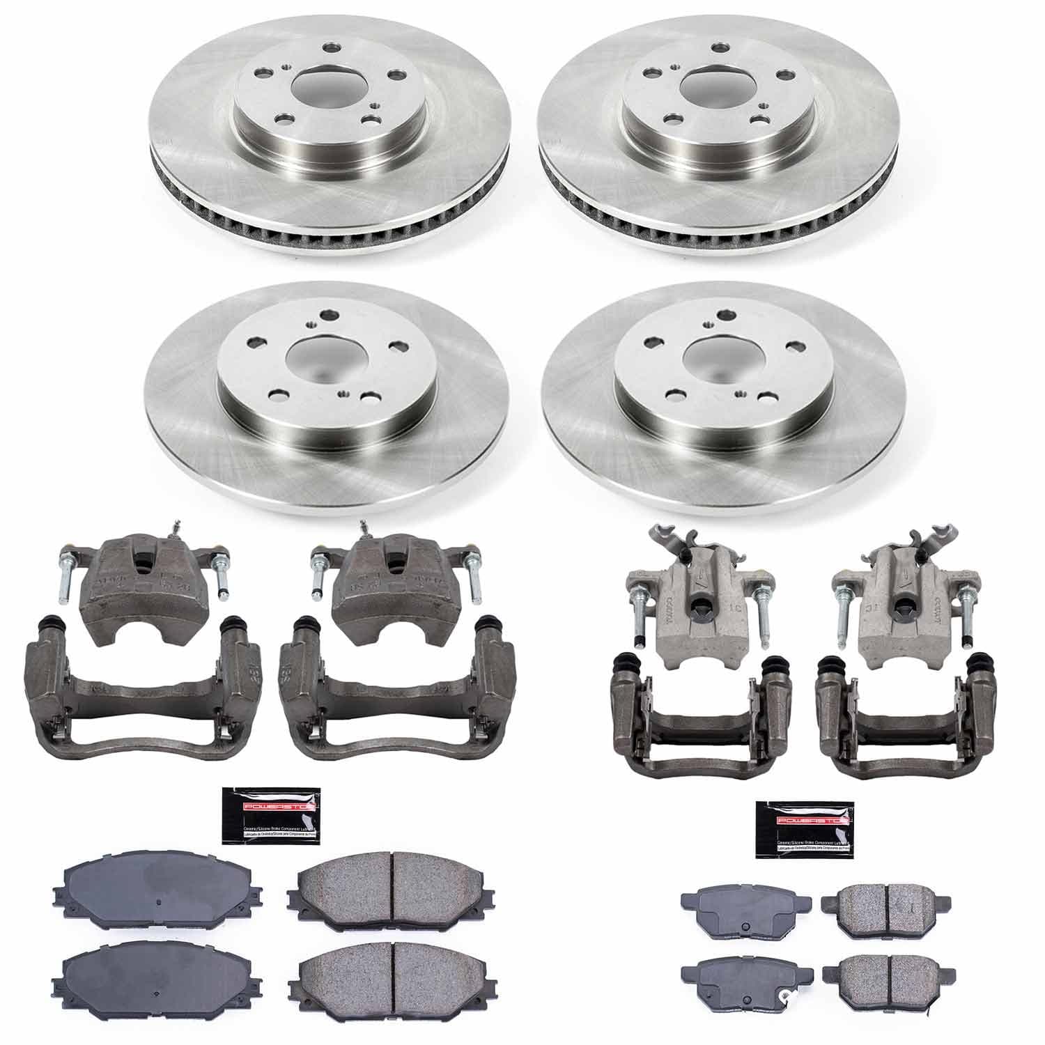 Power Stop - KCOE7631 - Front and Rear - Disc Brake Pad/Caliper and Rotor Kit image 1