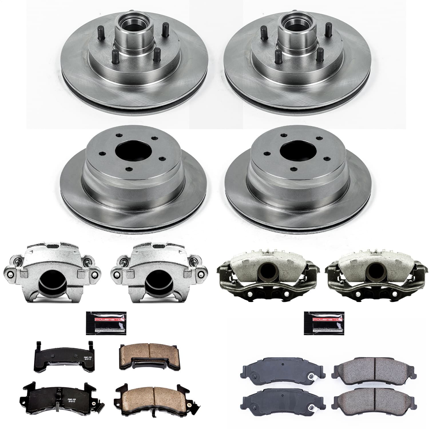 Power Stop - KCOE7913 - Front and Rear - Disc Brake Pad/Caliper and Rotor Kit image 1