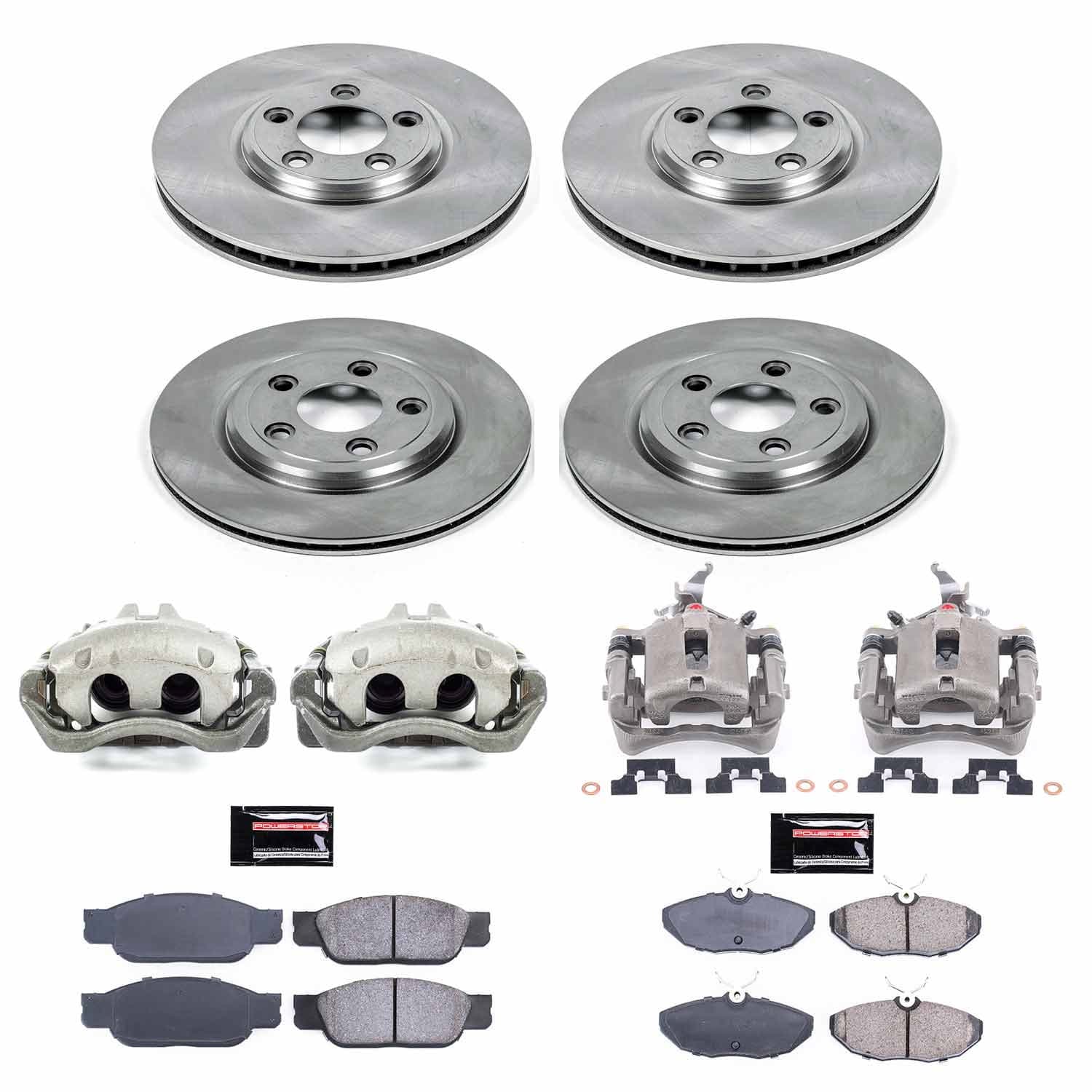 Power Stop - KCOE7937 - Front and Rear - Disc Brake Pad/Caliper and Rotor Kit image 1