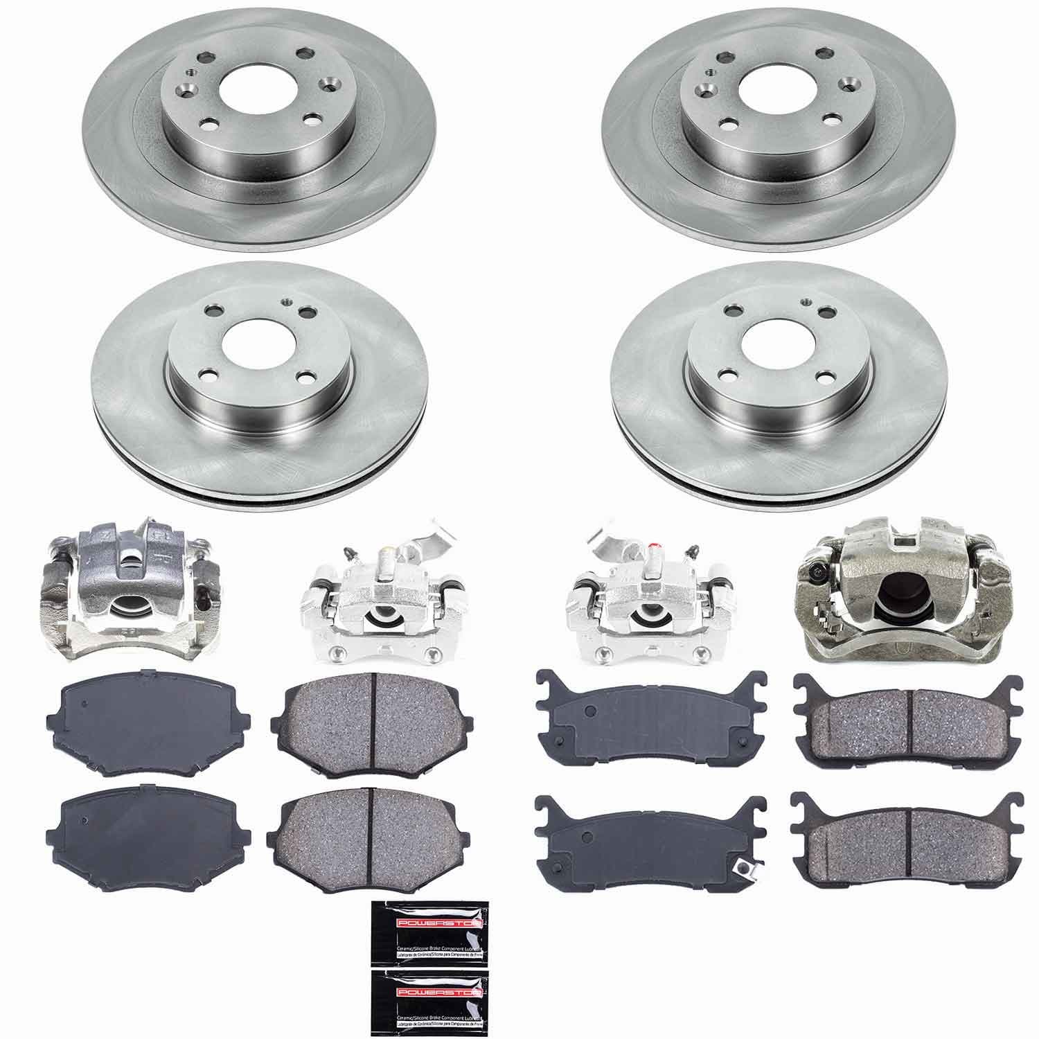 Power Stop - KCOE794 - Front and Rear - Disc Brake Pad/Caliper and Rotor Kit image 1