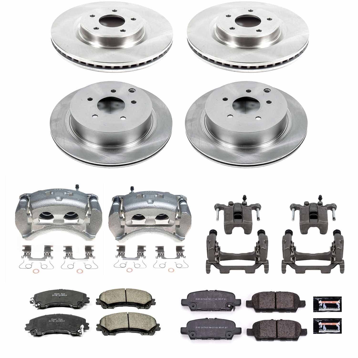 Power Stop - KCOE8006 - Front and Rear - Disc Brake Pad/Caliper and Rotor Kit image 1