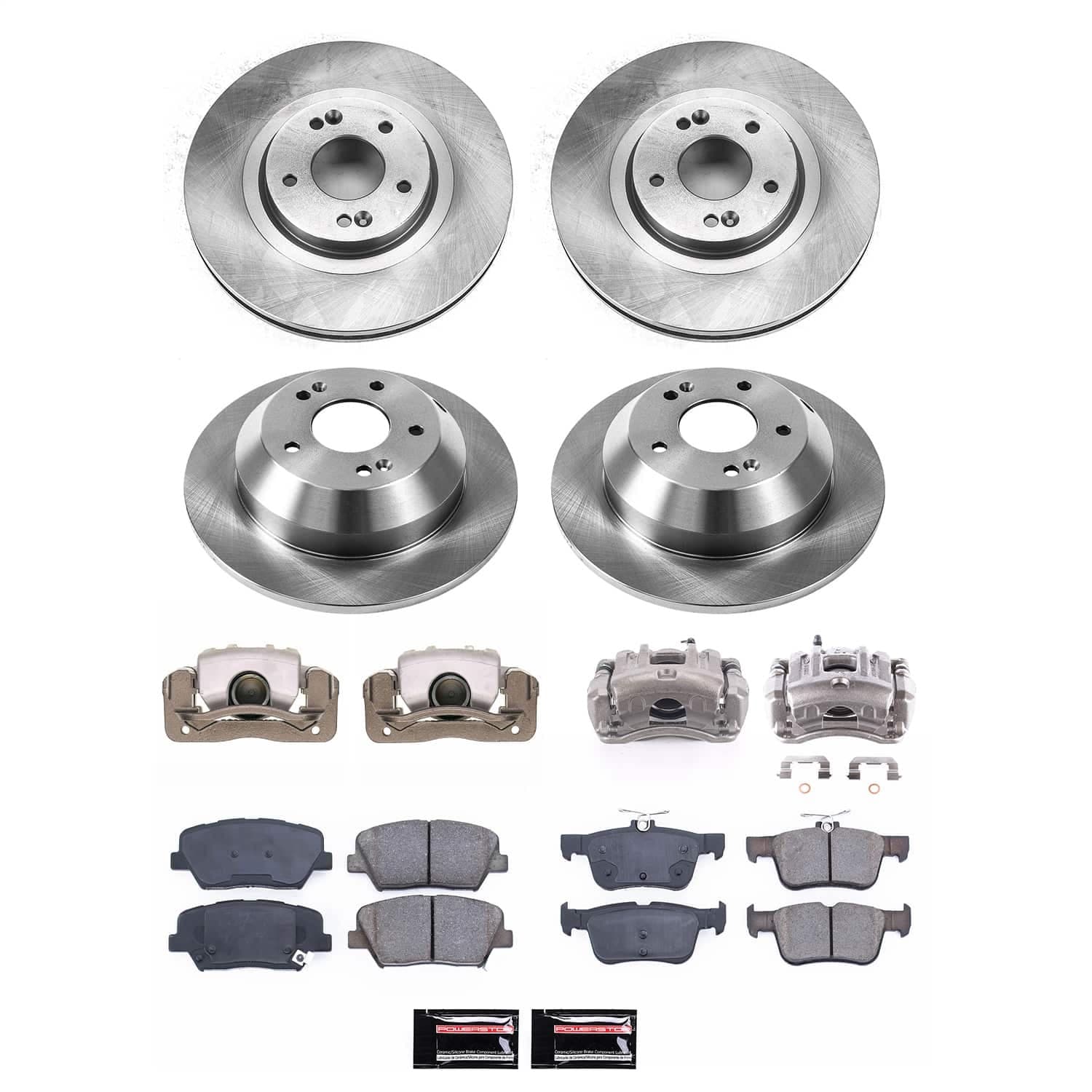 Power Stop - KCOE8009 - Front and Rear - Disc Brake Pad/Caliper and Rotor Kit image 1