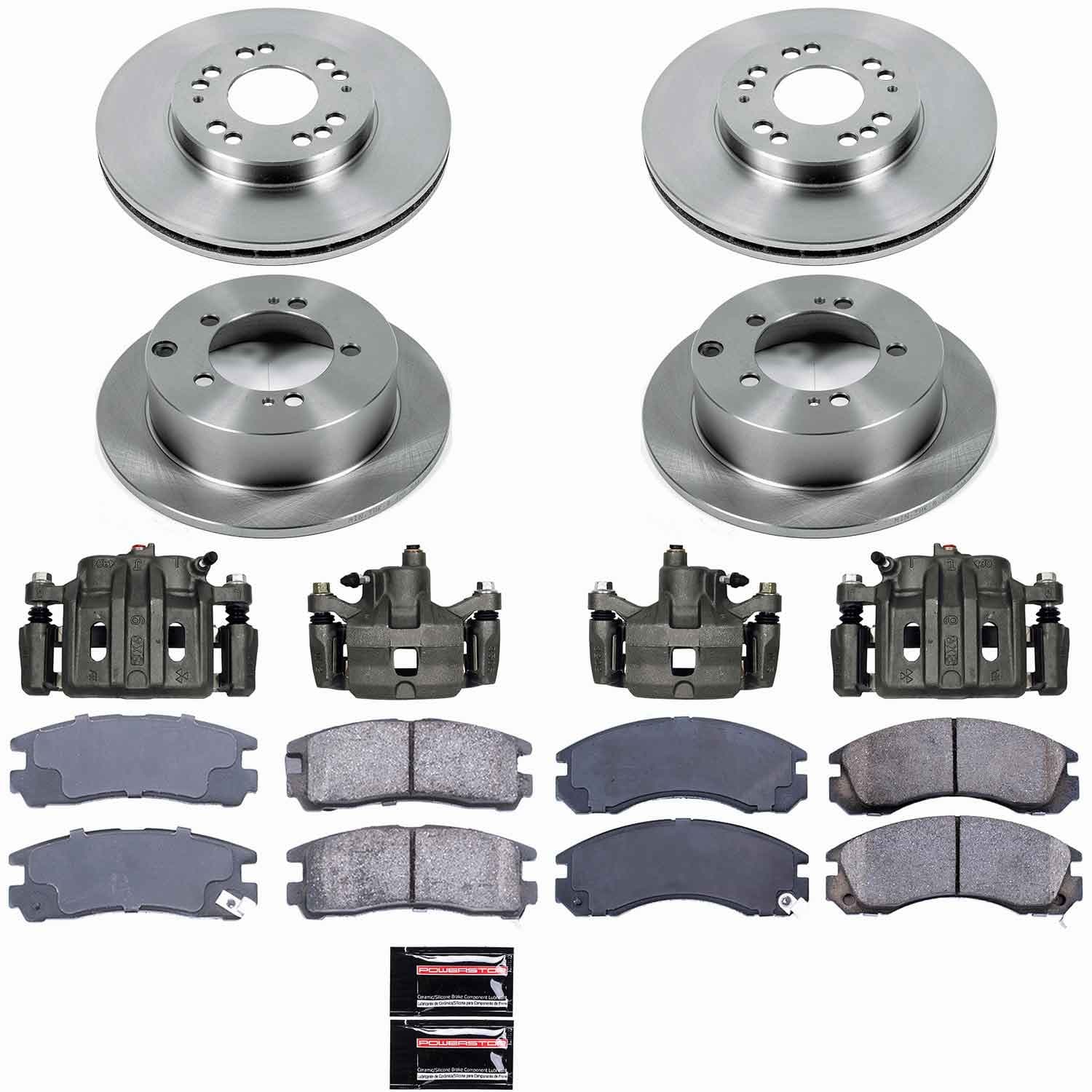 Power Stop - KCOE802A - Front and Rear - Disc Brake Pad/Caliper and Rotor Kit image 1