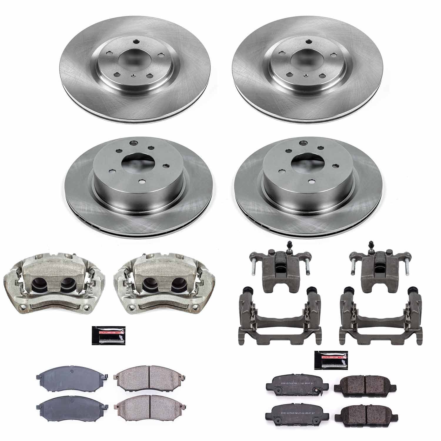 Power Stop - KCOE8060 - Front and Rear - Disc Brake Pad/Caliper and Rotor Kit image 1