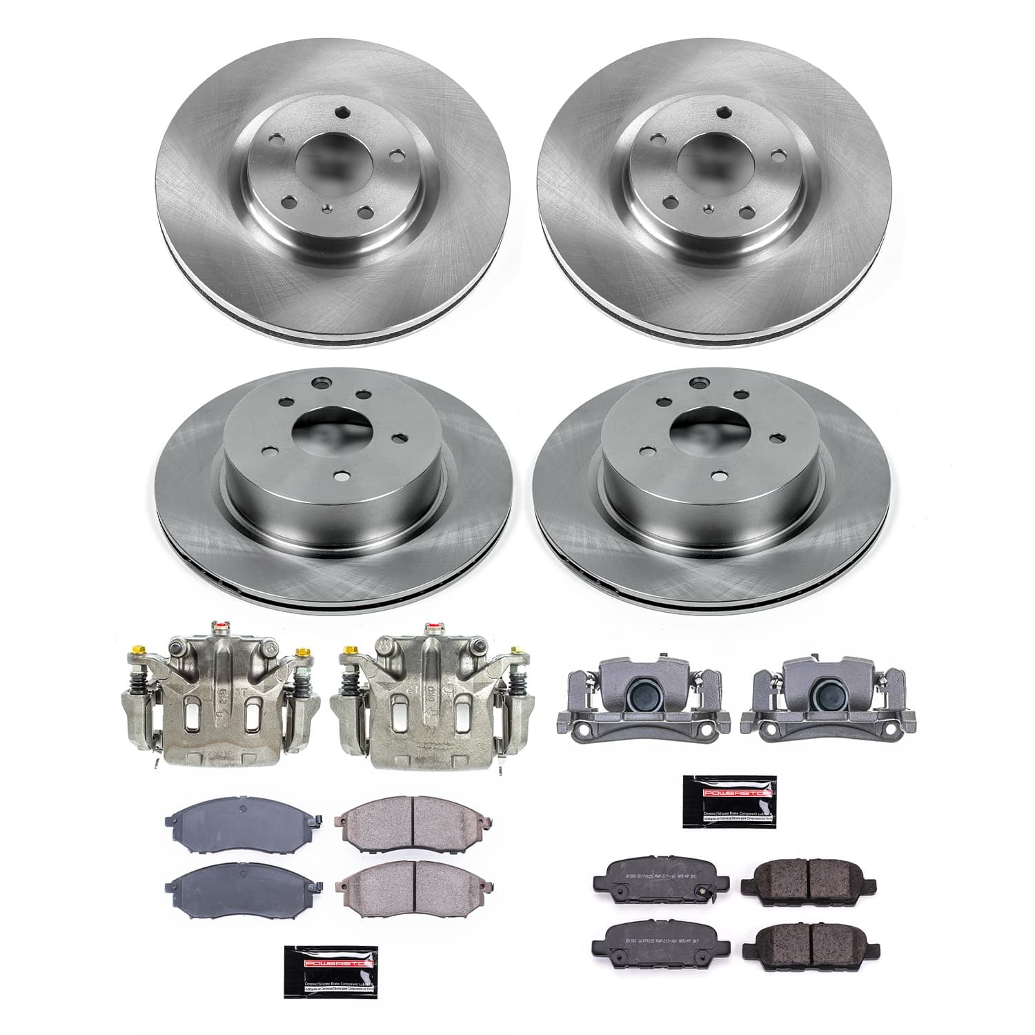 Power Stop - KCOE8060A - Front and Rear - Disc Brake Pad/Caliper and Rotor Kit image 1