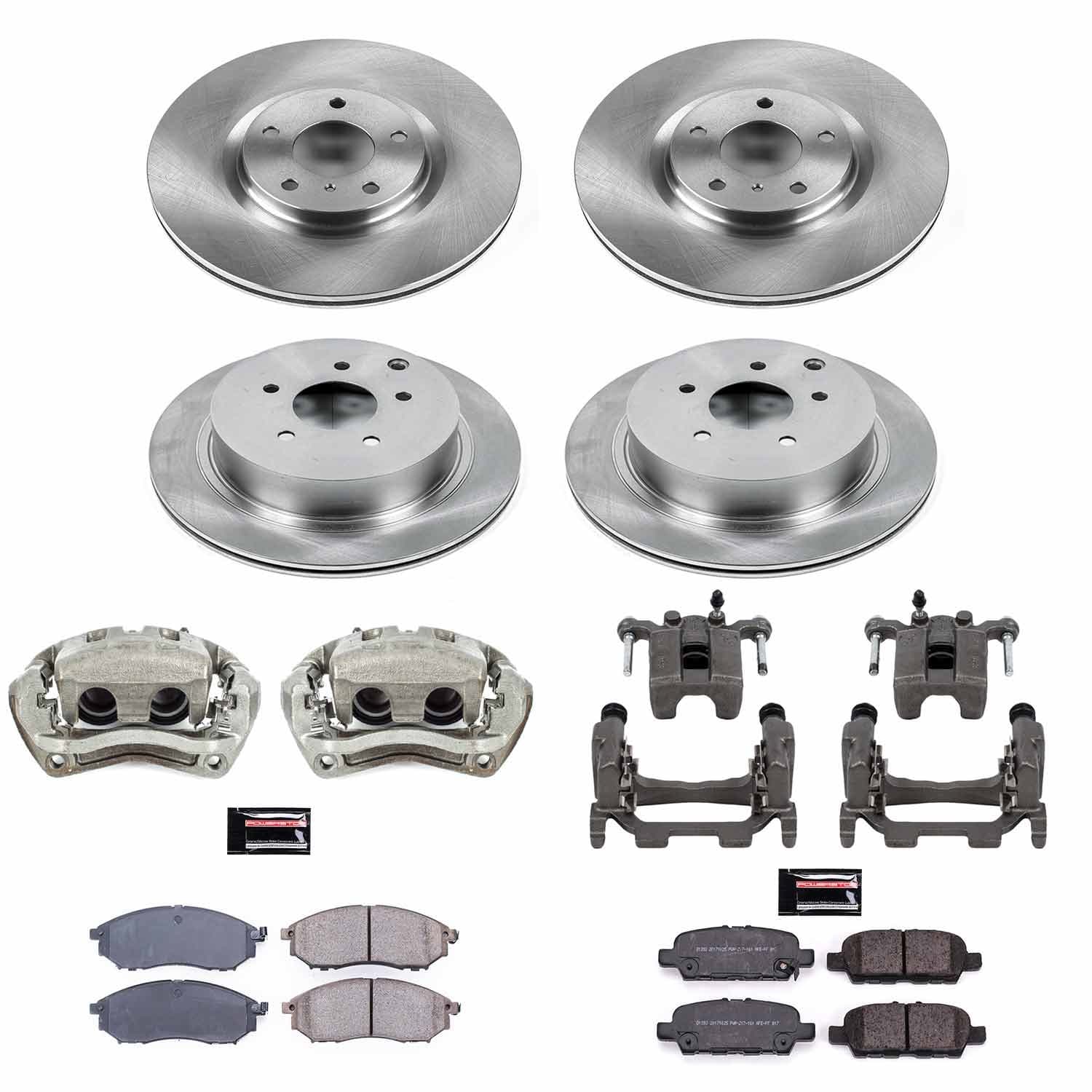 Power Stop - KCOE8061 - Front and Rear - Disc Brake Pad/Caliper and Rotor Kit image 1