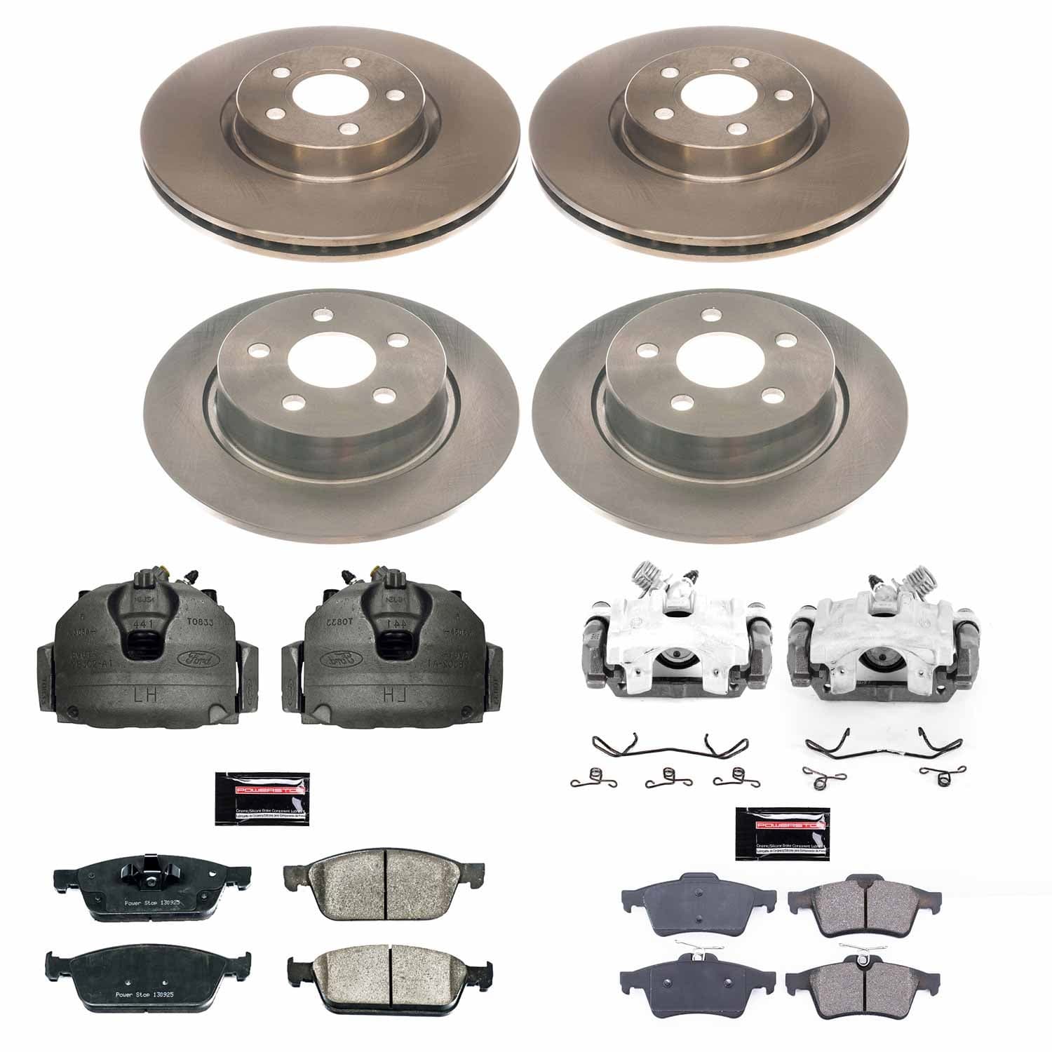 Power Stop - KCOE8174 - Front and Rear - Disc Brake Pad/Caliper and Rotor Kit image 1
