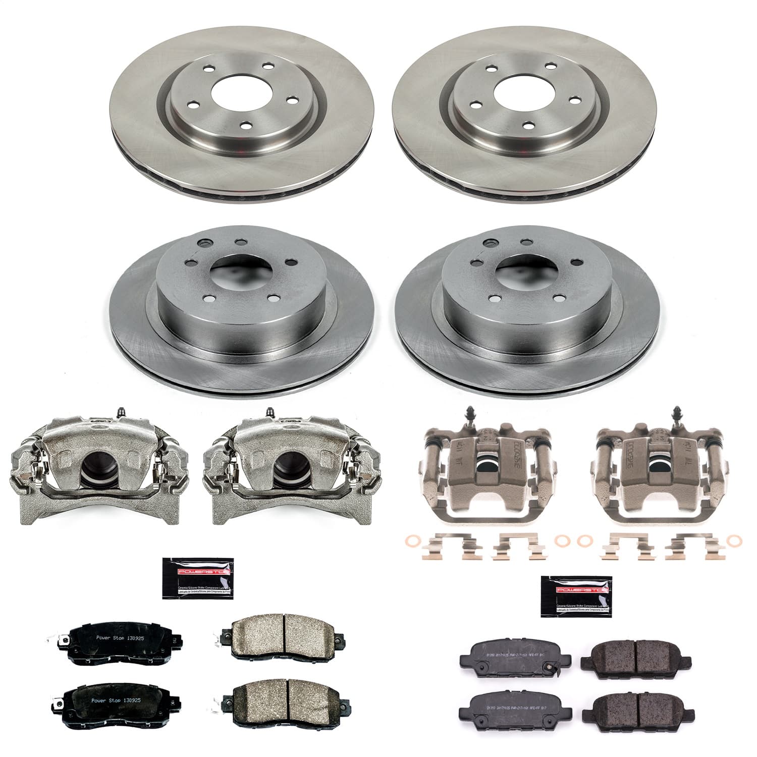 Power Stop - KCOE8288 - Front and Rear - Disc Brake Pad/Caliper and Rotor Kit image 1