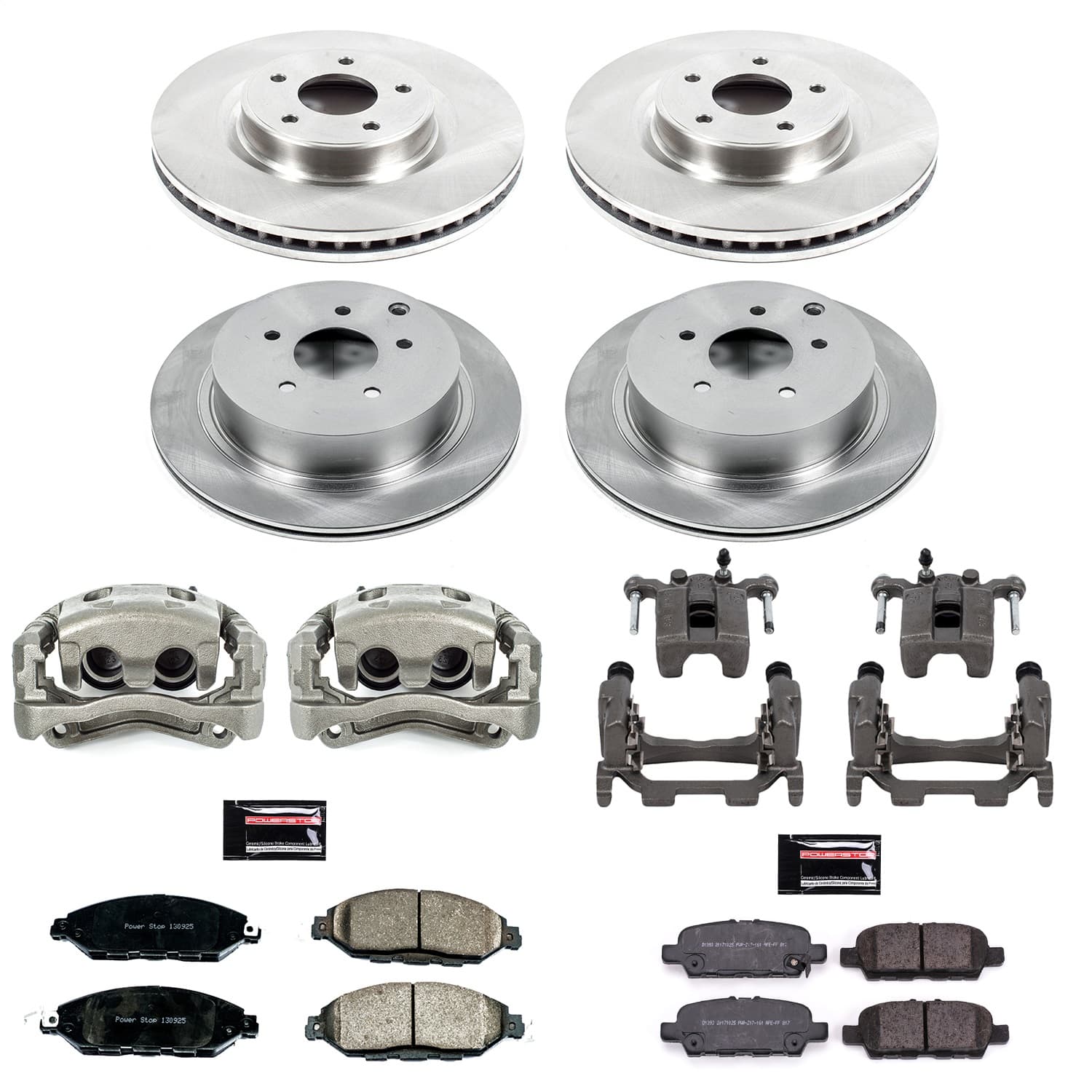 Power Stop - KCOE8347 - Front and Rear - Disc Brake Pad/Caliper and Rotor Kit image 1