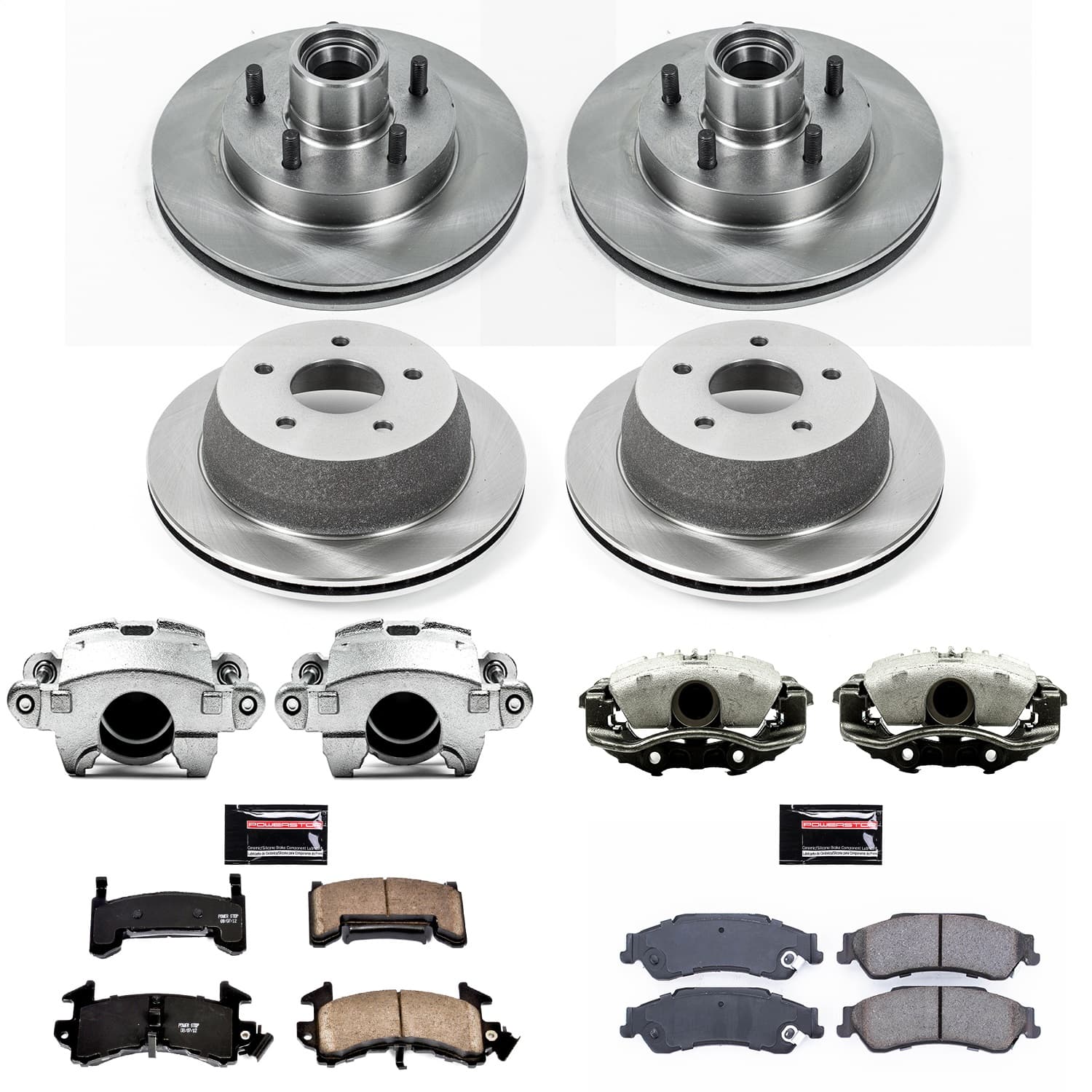 Power Stop - KCOE8437 - Front and Rear - Disc Brake Pad/Caliper and Rotor Kit image 1