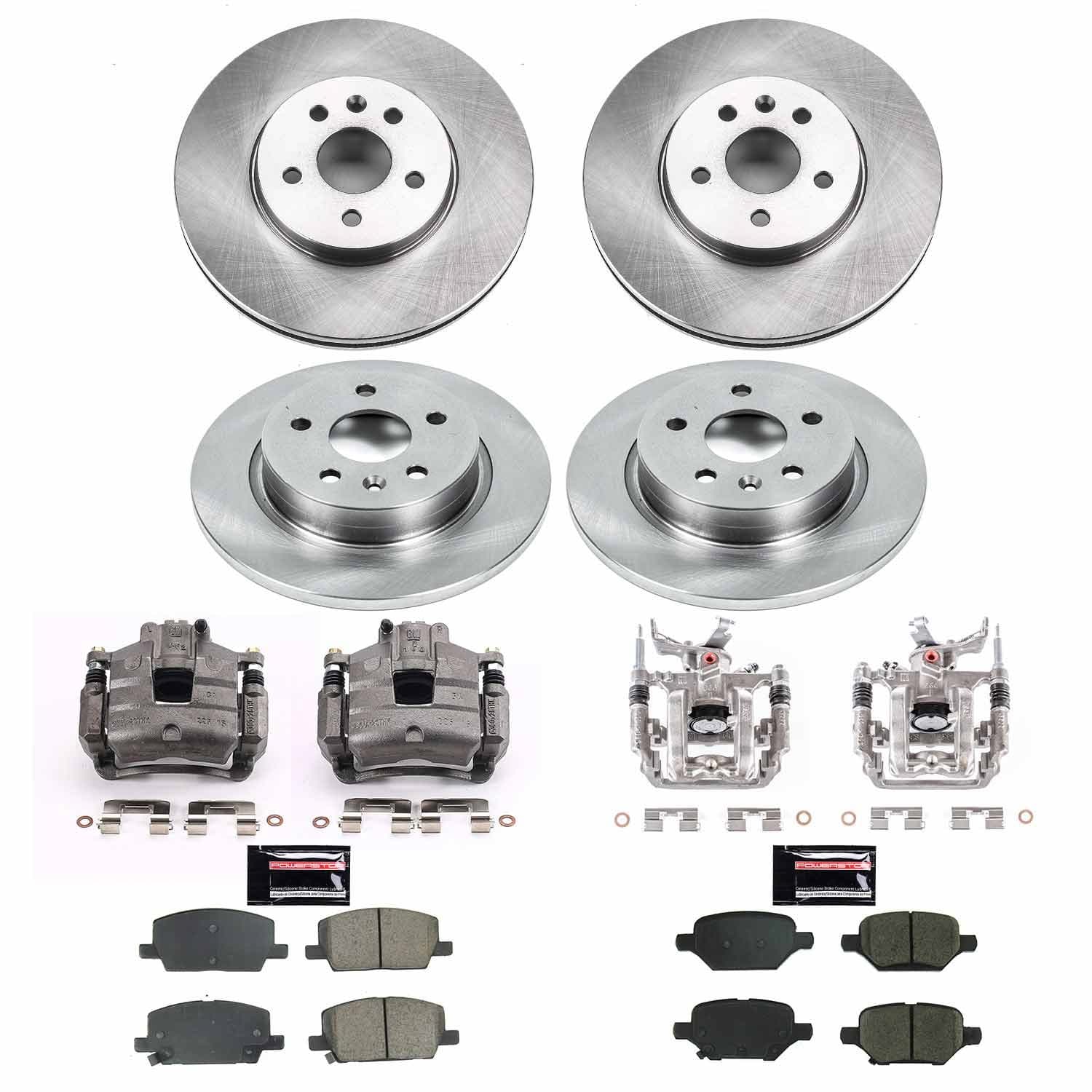 Power Stop - KCOE8505 - Front and Rear - Disc Brake Pad/Caliper and Rotor Kit image 1