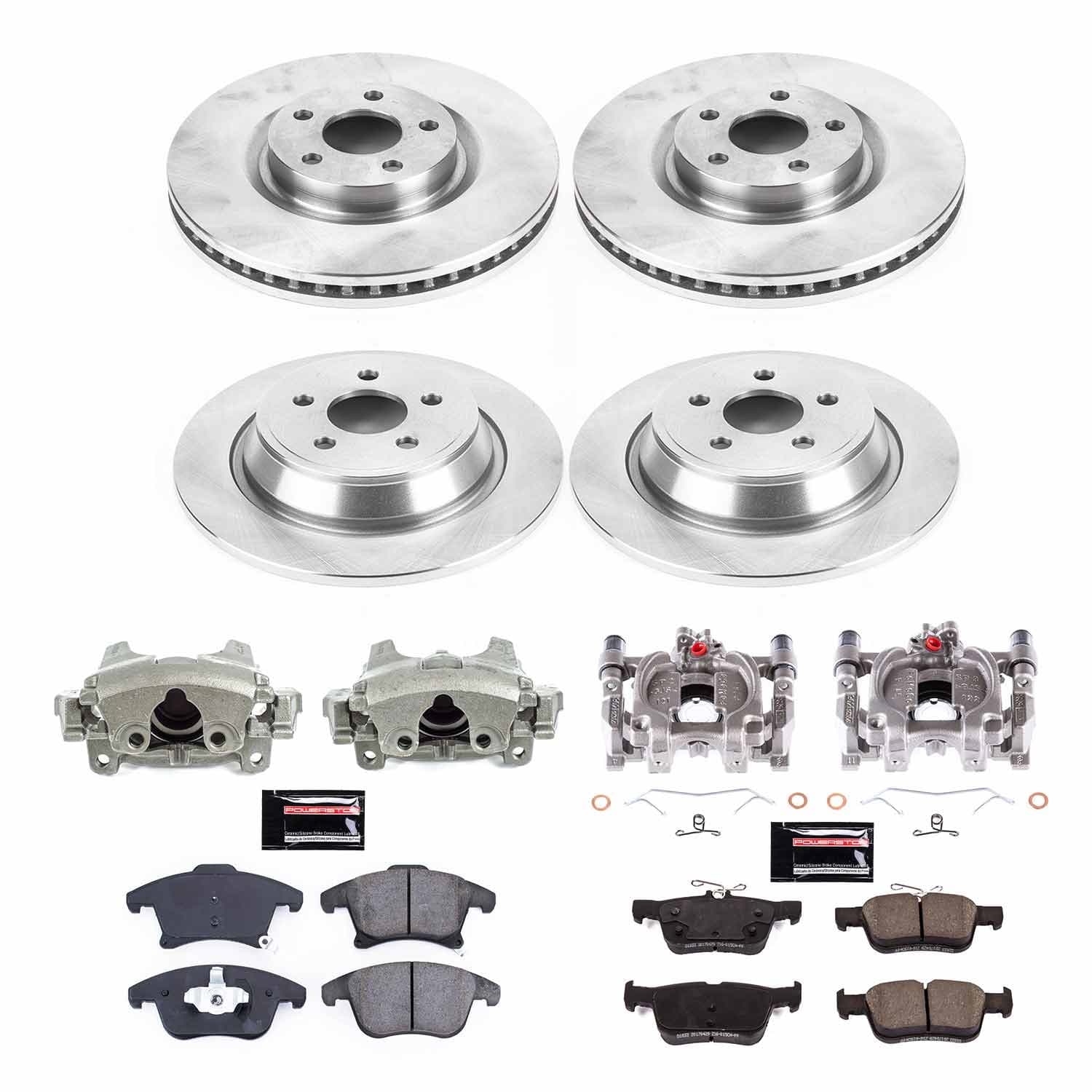 Power Stop - KCOE8541 - Front and Rear - Disc Brake Pad/Caliper and Rotor Kit image 1