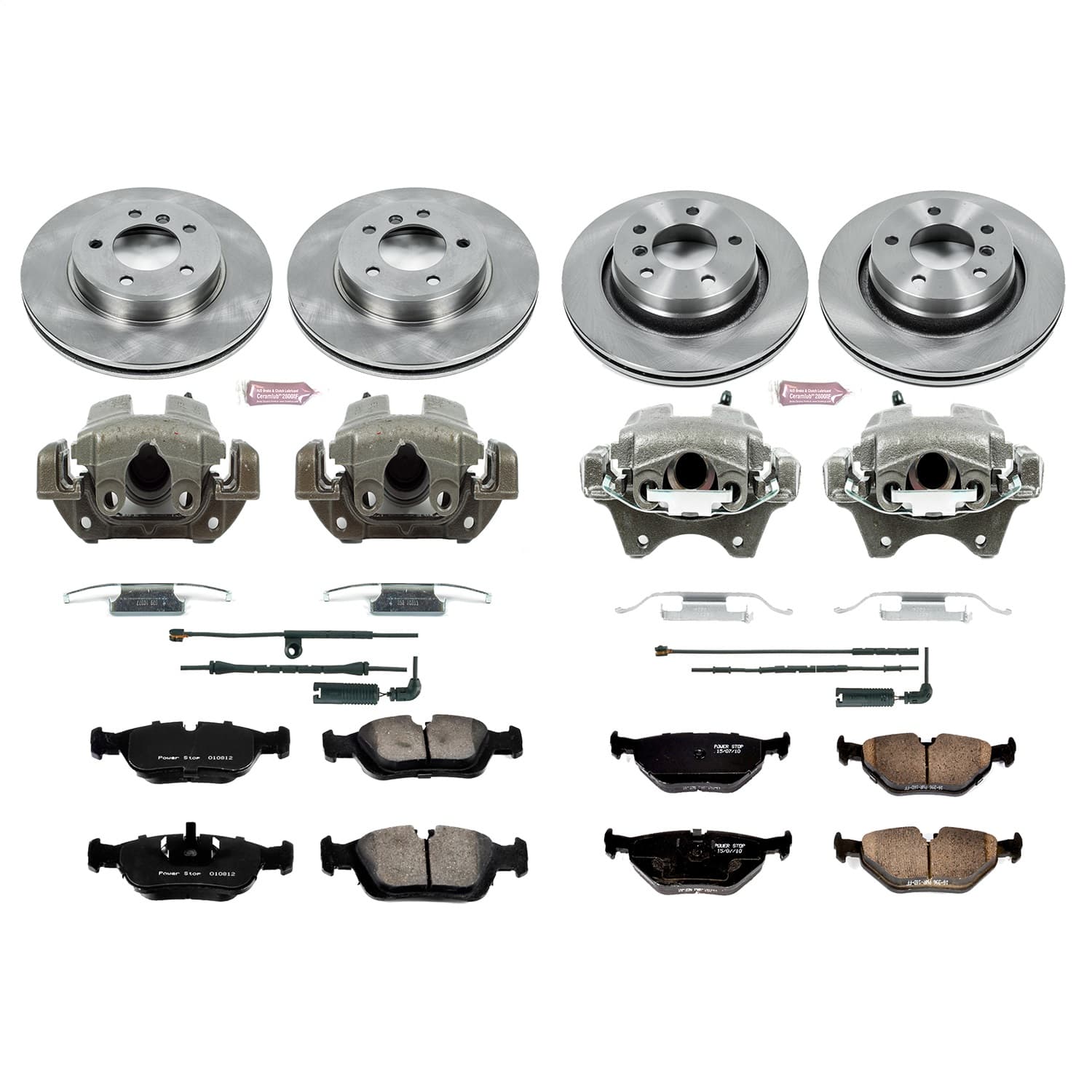 Power Stop - KCOE871 - Front and Rear - Disc Brake Pad/Caliper and Rotor Kit image 1