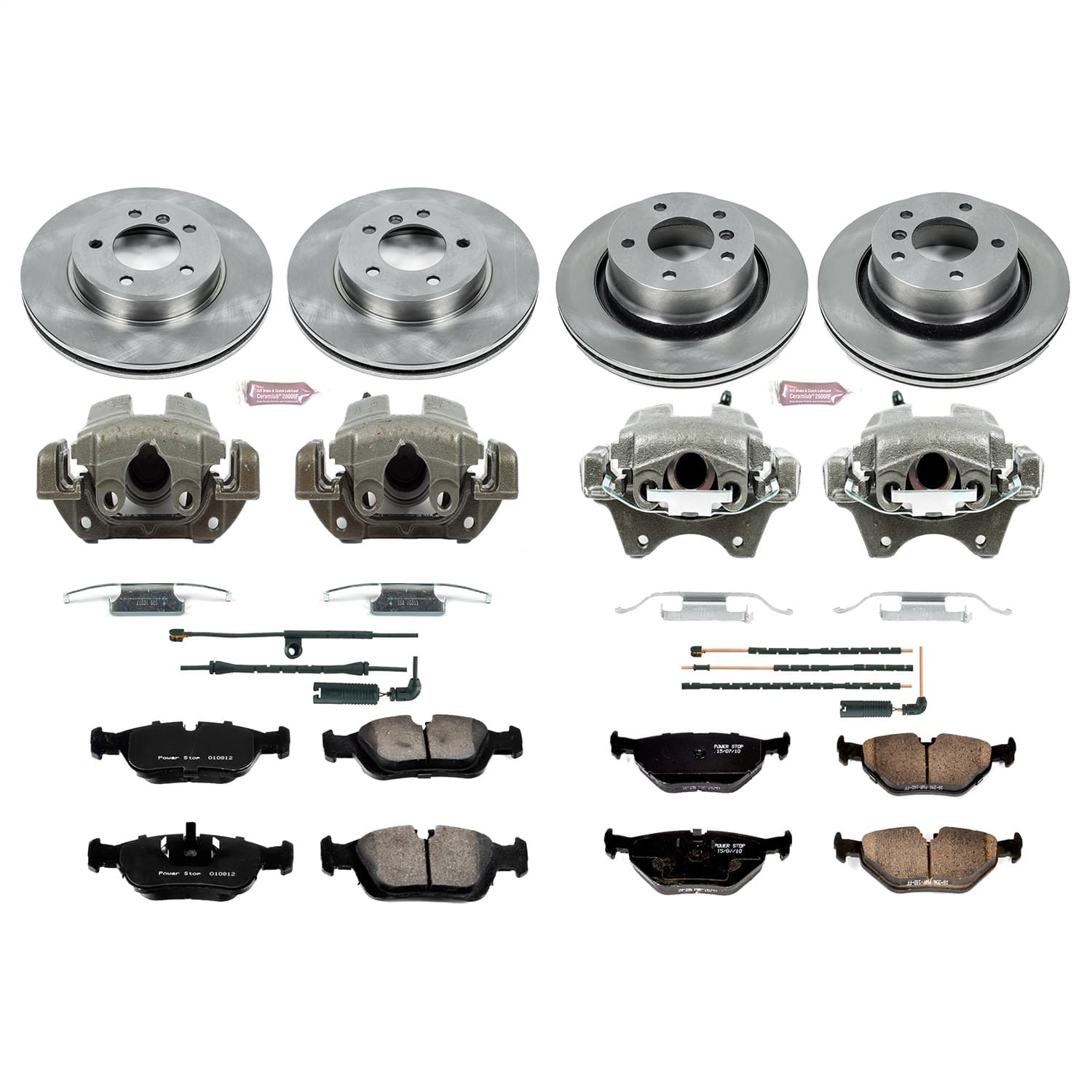 Power Stop - KCOE873 - Front and Rear - Disc Brake Pad/Caliper and Rotor Kit image 1