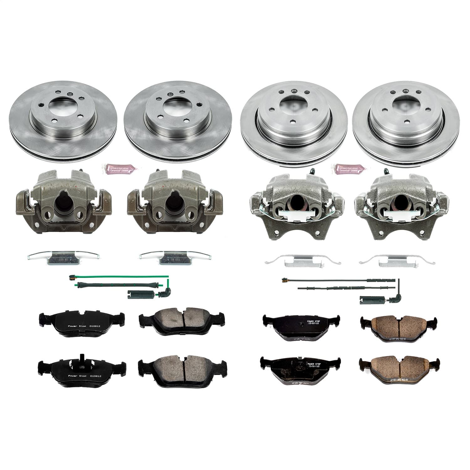 Power Stop - KCOE874 - Front and Rear - Disc Brake Pad/Caliper and Rotor Kit image 1