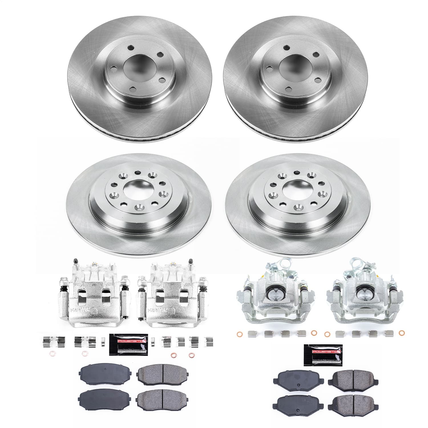 Power Stop - KCOE8847 - Front and Rear - Disc Brake Pad/Caliper and Rotor Kit image 1